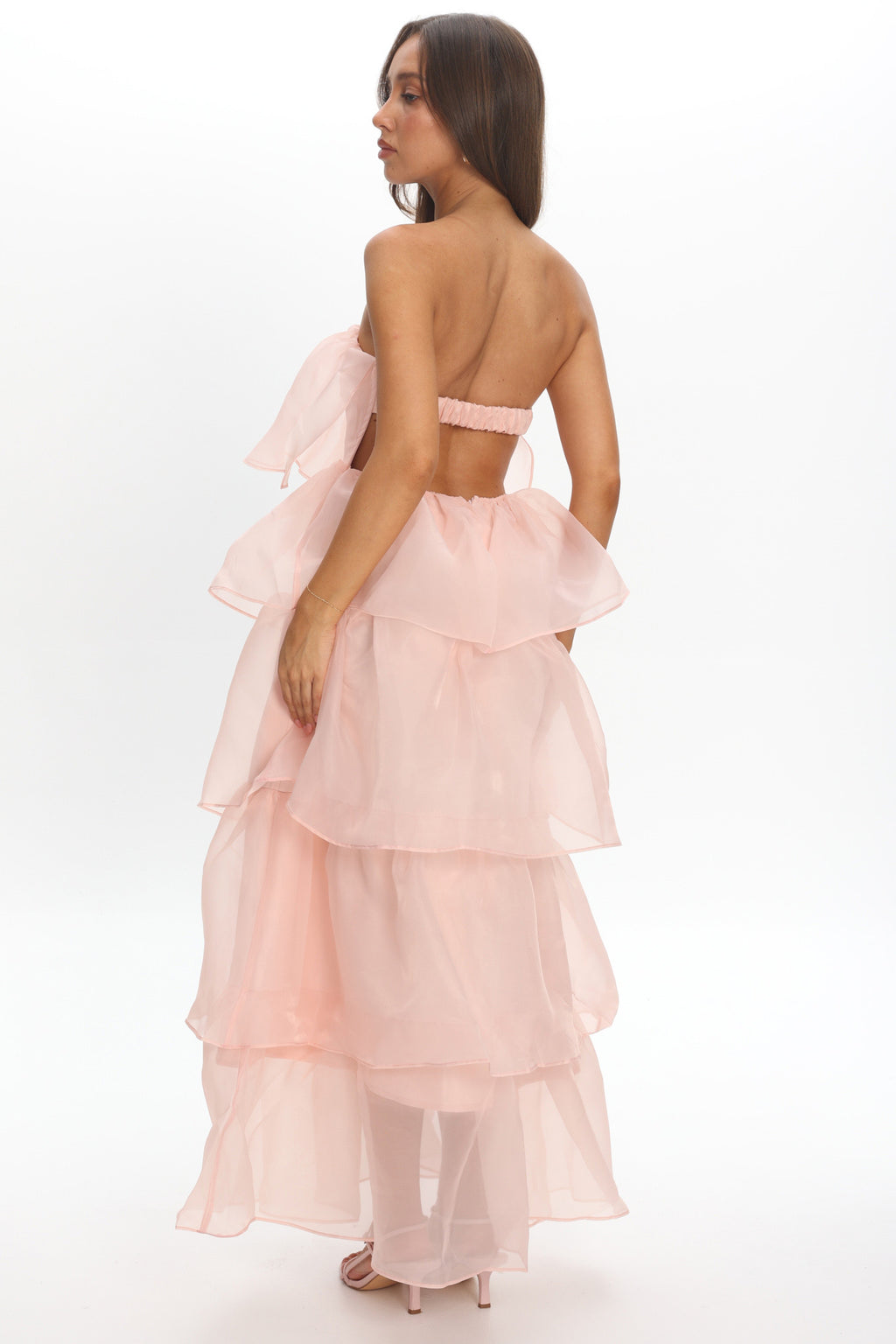 Behati Tiered Layer Midi Dress Pink by Selfie Leslie Australia
