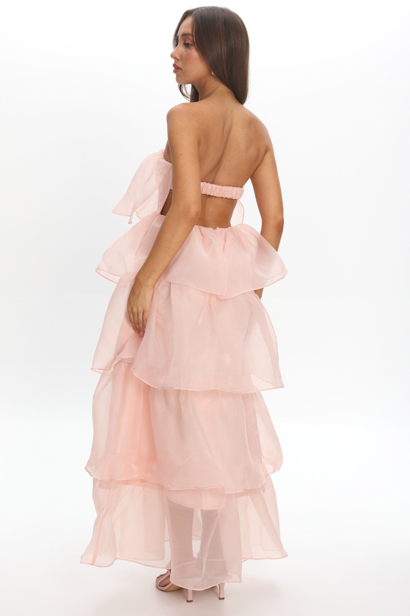 Behati Tiered Layer Midi Dress Pink by Selfie Leslie Australia