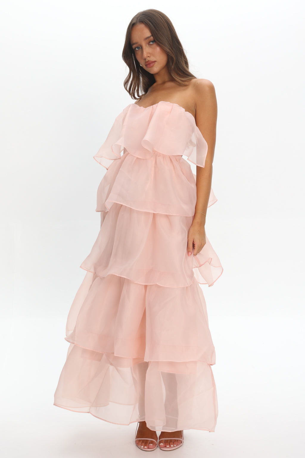 Behati Tiered Layer Midi Dress Pink by Selfie Leslie Australia