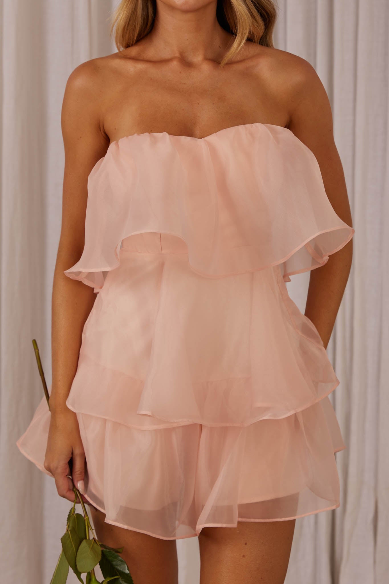 Behati Tiered Layer Romper Pink by Selfie Leslie Australia