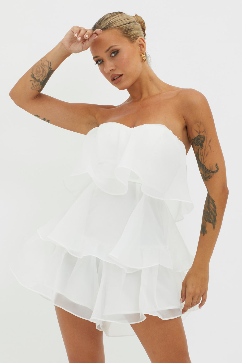 Behati Tiered Layer Romper White by Selfie Leslie Australia