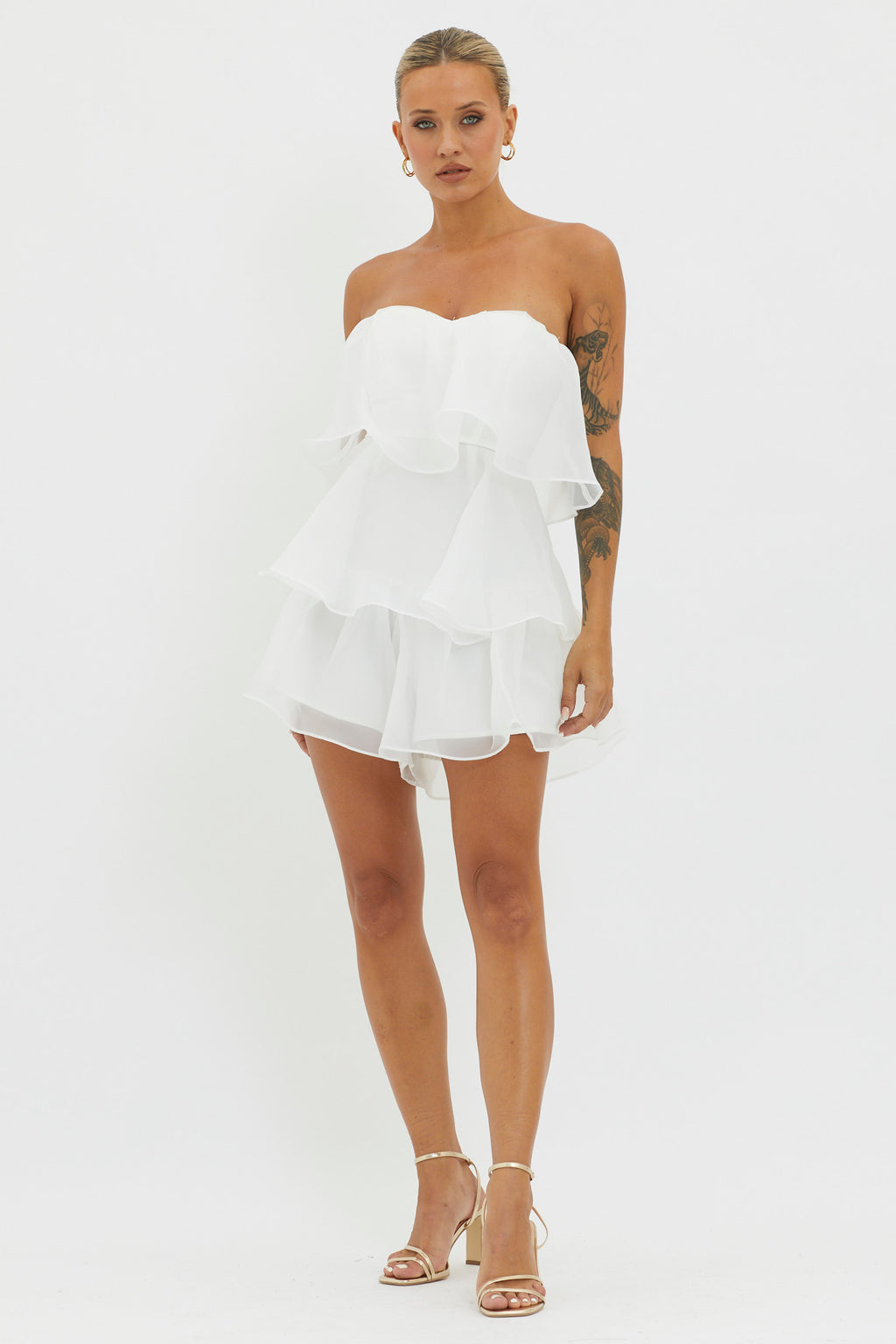 Behati Tiered Layer Romper White by Selfie Leslie Australia