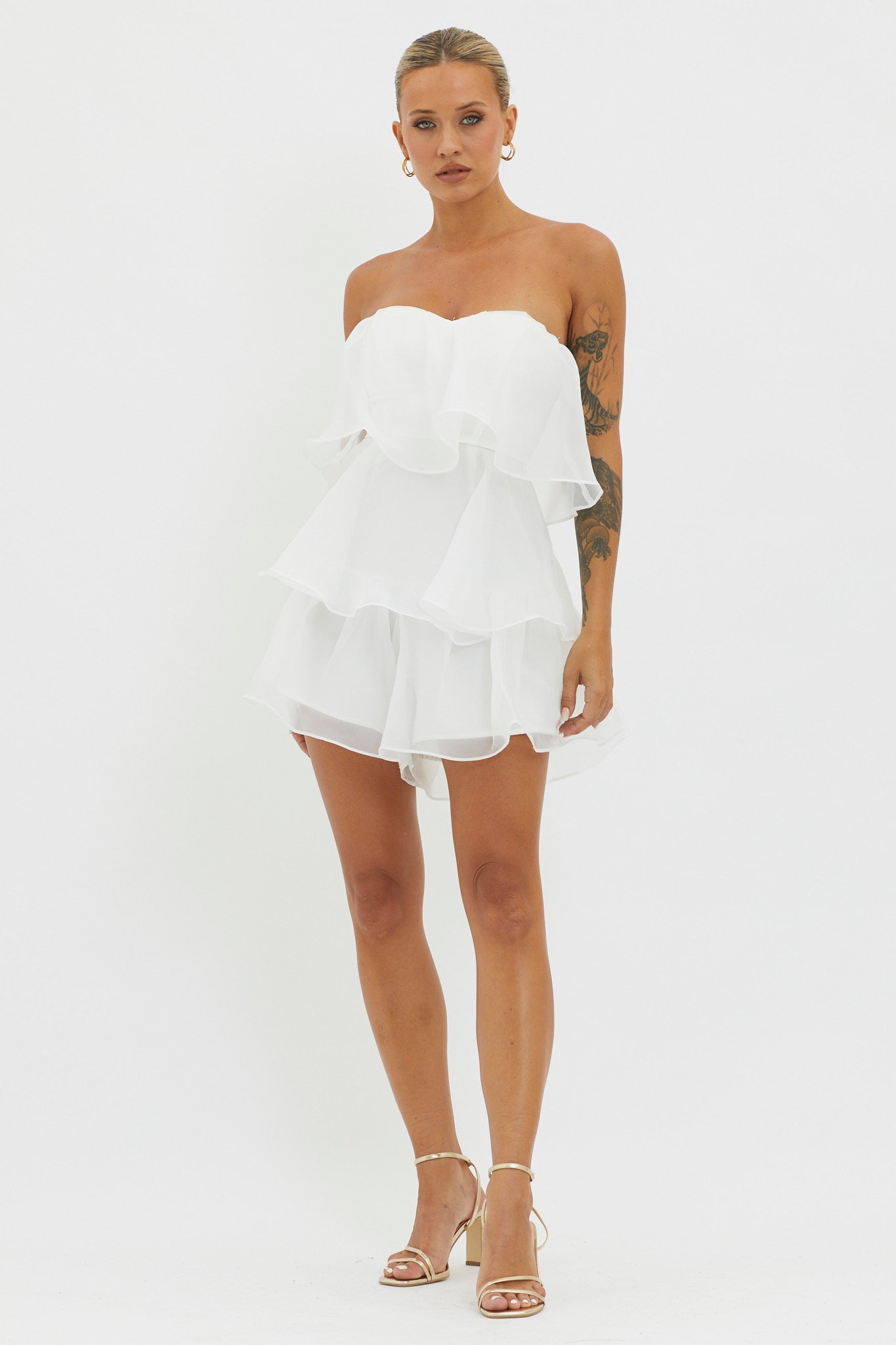Behati Tiered Layer Romper White by Selfie Leslie Australia