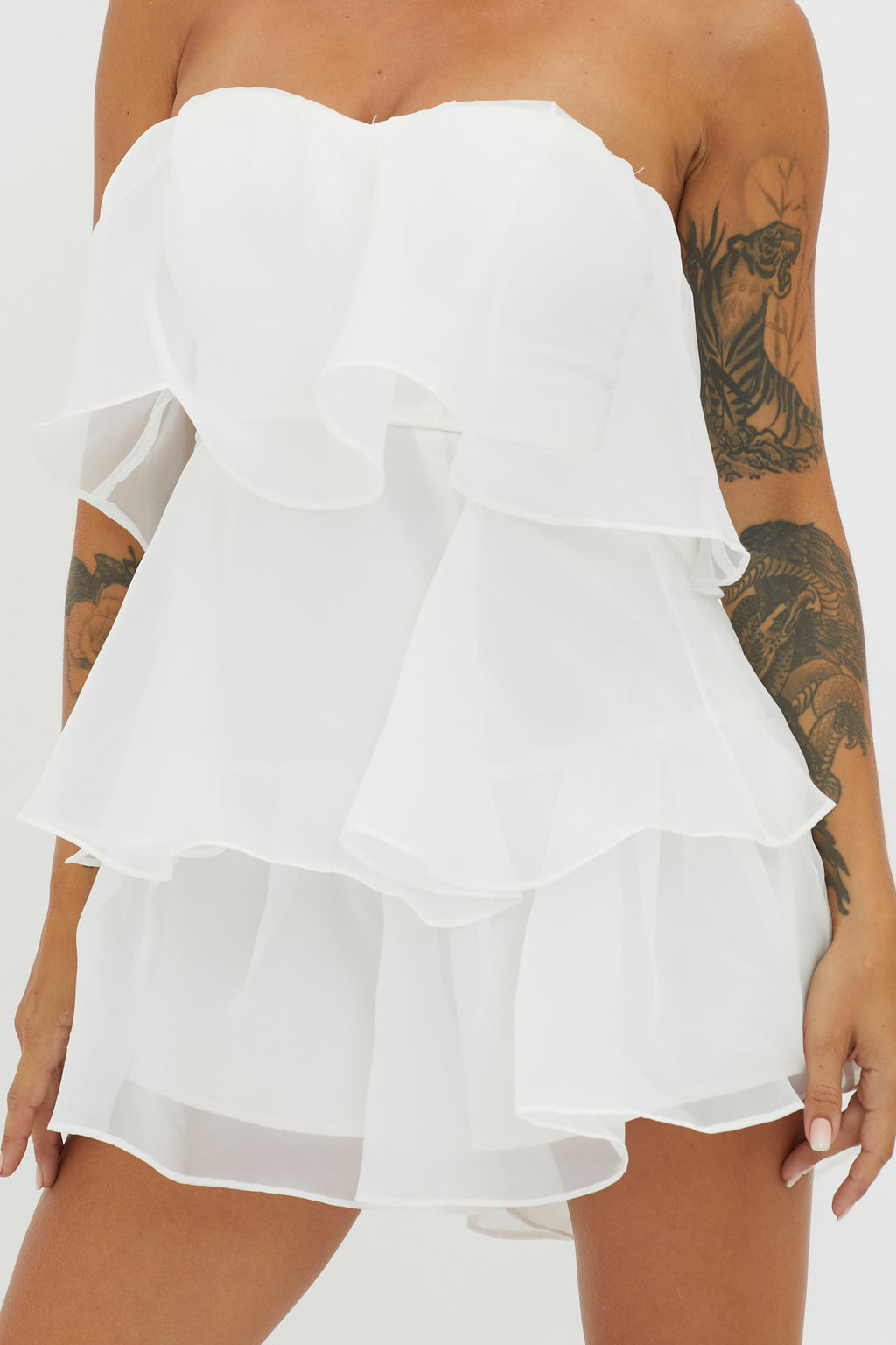 Behati Tiered Layer Romper White by Selfie Leslie Australia