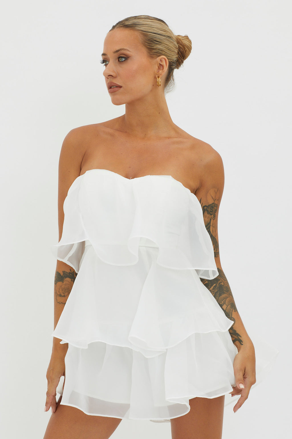Behati Tiered Layer Romper White by Selfie Leslie Australia