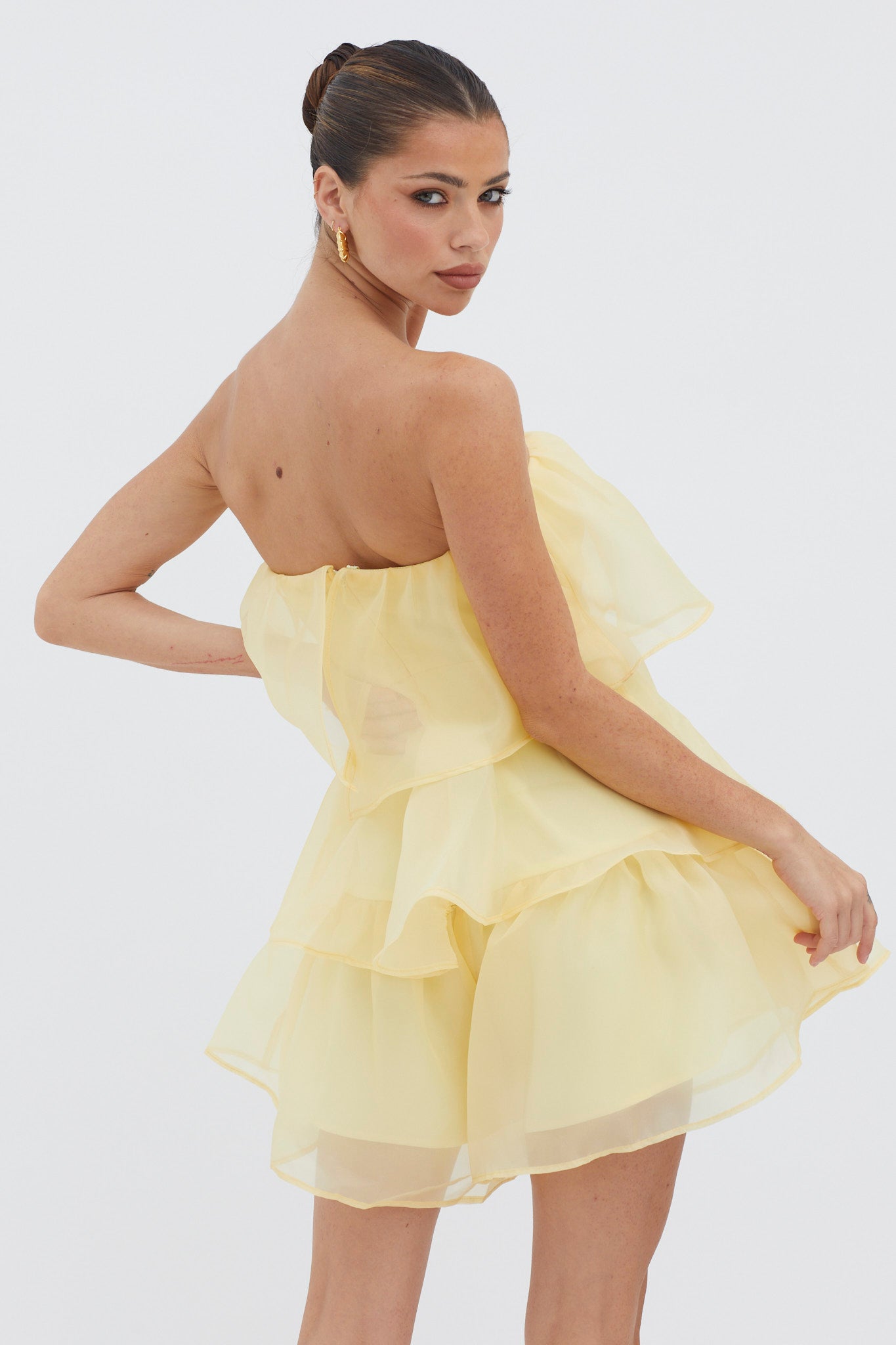 Behati Tiered Layer Romper Yellow by Selfie Leslie Australia