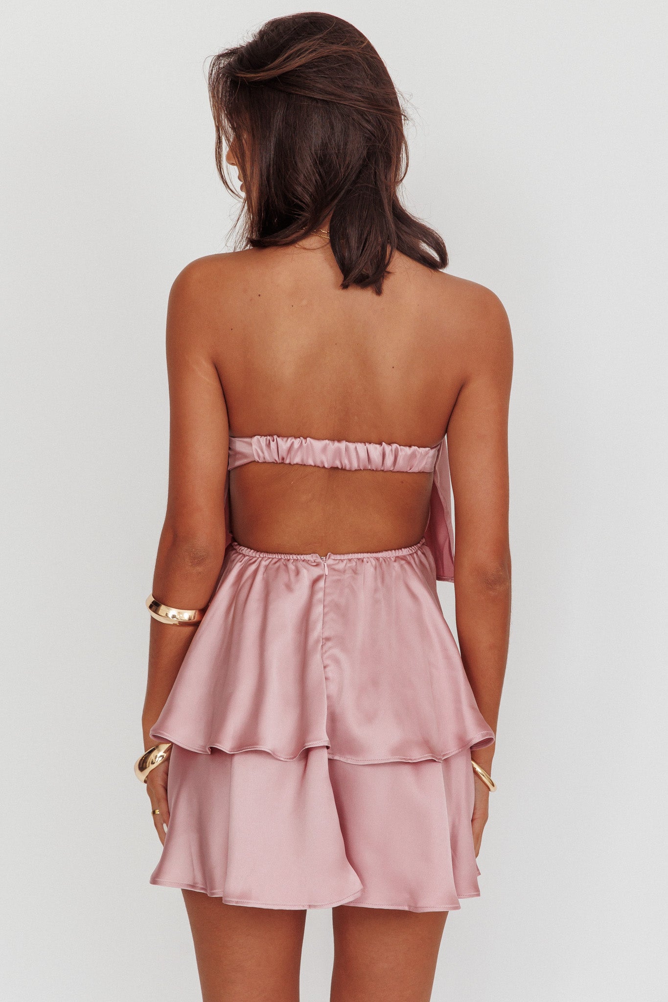 Behati Tiered Layer Strapless Dress Dusty Rose by Selfie Leslie Australia