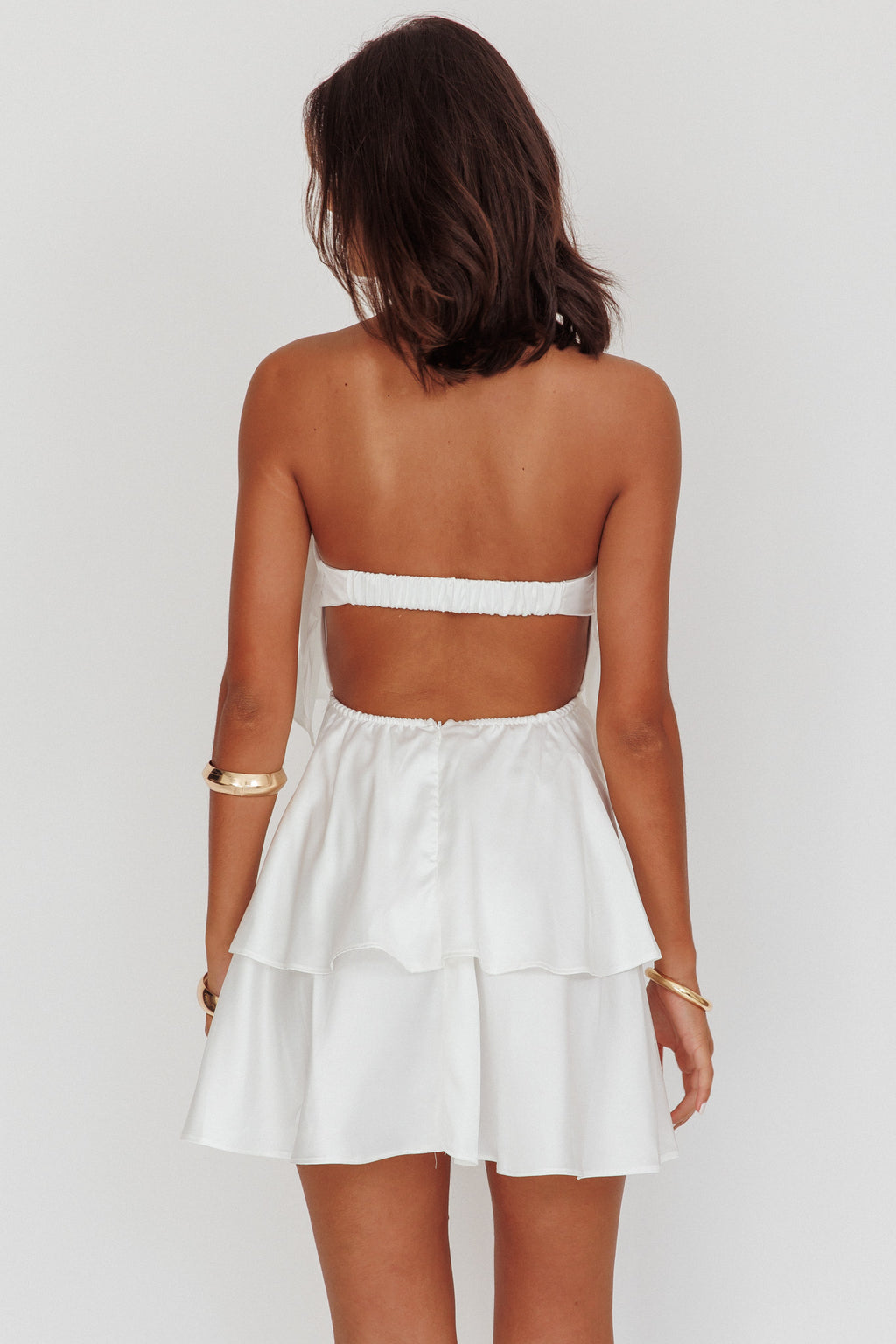 Behati Tiered Layer Strapless Dress White by Selfie Leslie Australia