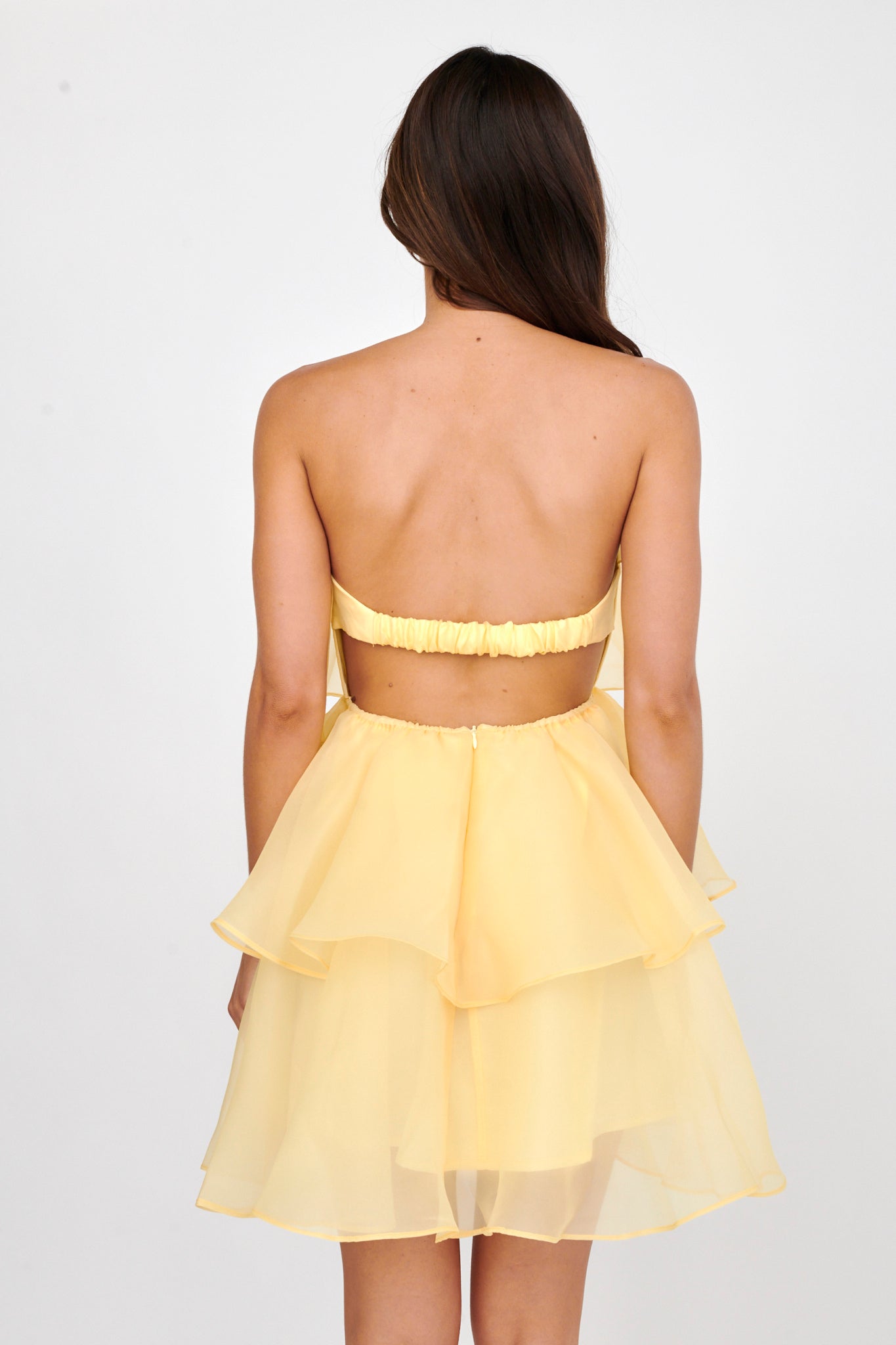Behati Tiered Layer Mini Dress Yellow | Selfie Leslie Australia