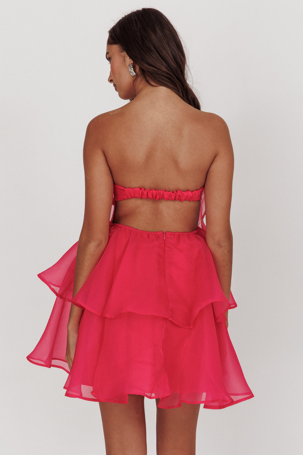 Behati Tiered Layer Mini Dress Hot Pink by Selfie Leslie Australia