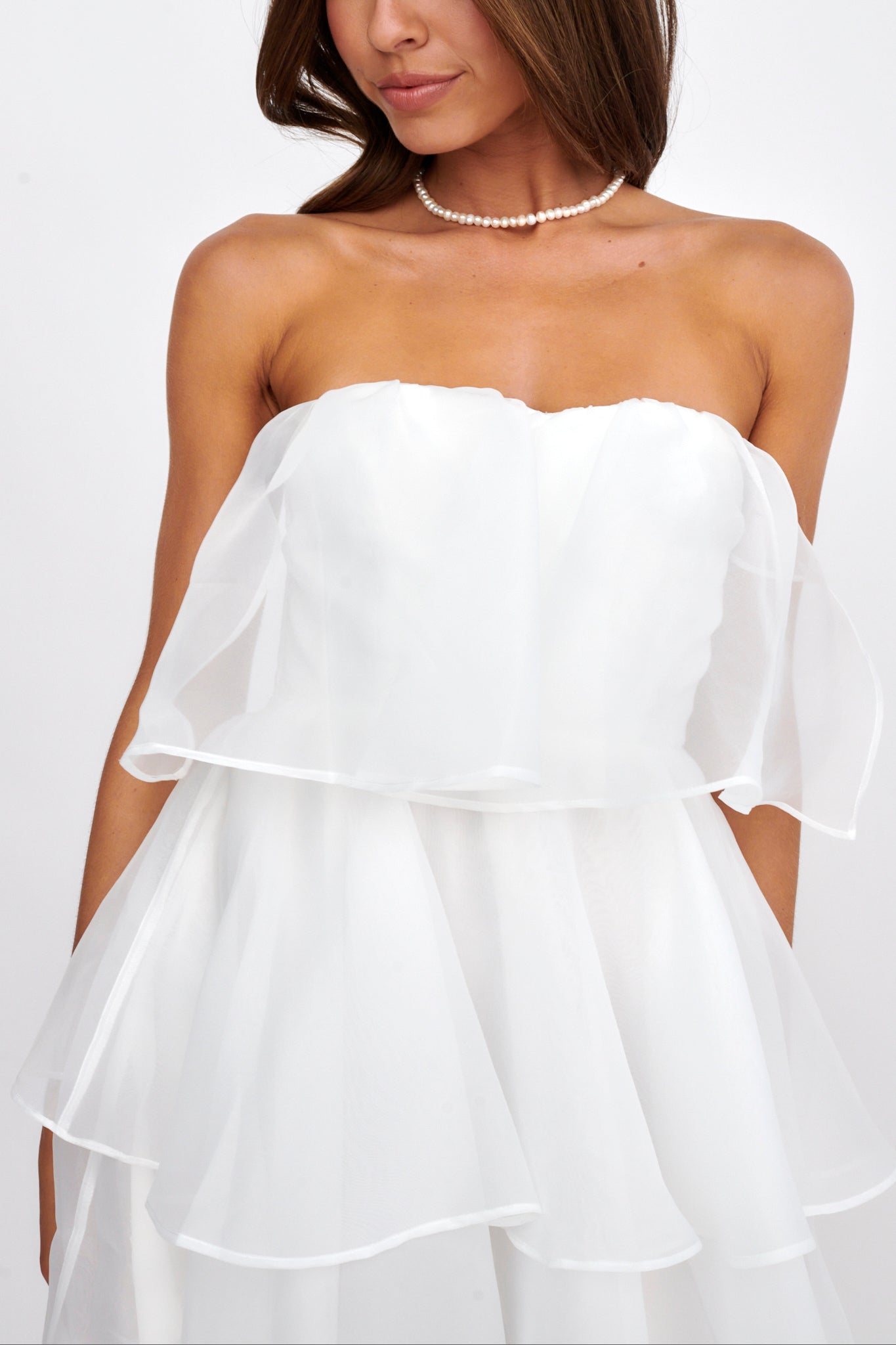 Behati Tiered Layer Mini Dress White by Selfie Leslie Australia