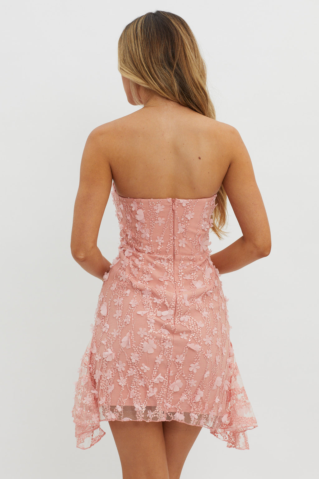 Lacynda Strapless Embellished Mini Dress Pink by Selfie Leslie Australia