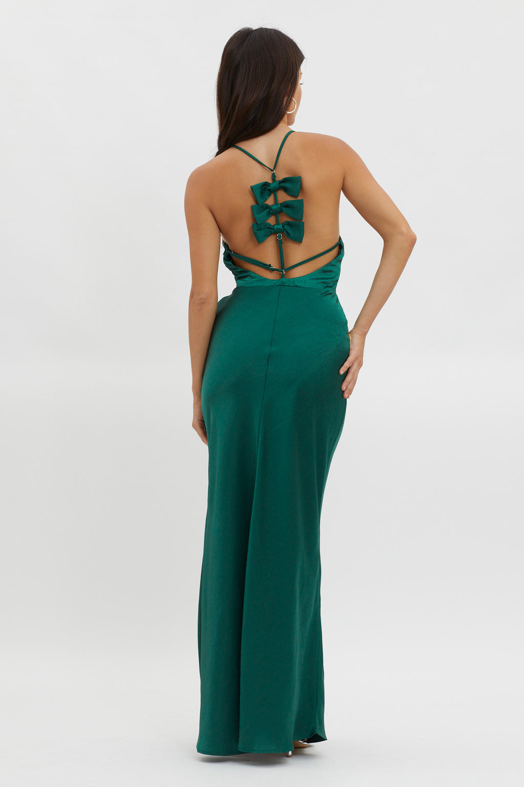 Bonsoir Floral Embroidery Trim Maxi Dress Forest Green by Selfie Leslie Australia