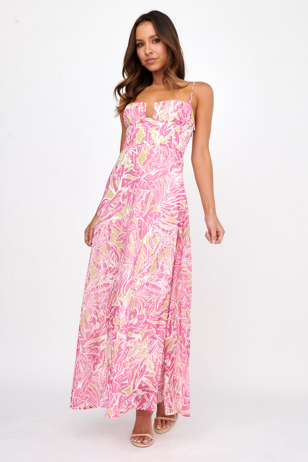 Kindred Love Gathered Bust Maxi Dress Pink by Selfie Leslie Australia