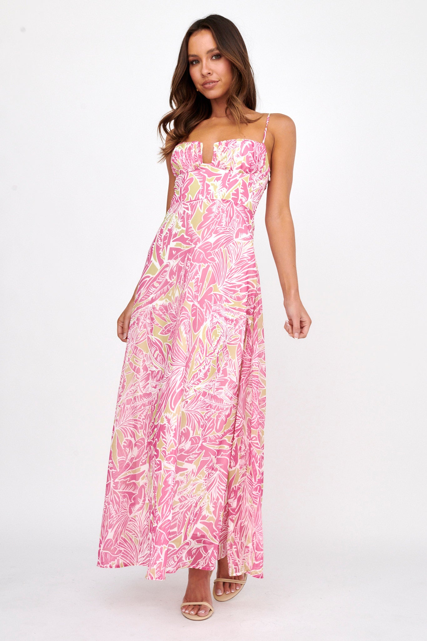 Kindred Love Gathered Bust Maxi Dress Pink by Selfie Leslie Australia