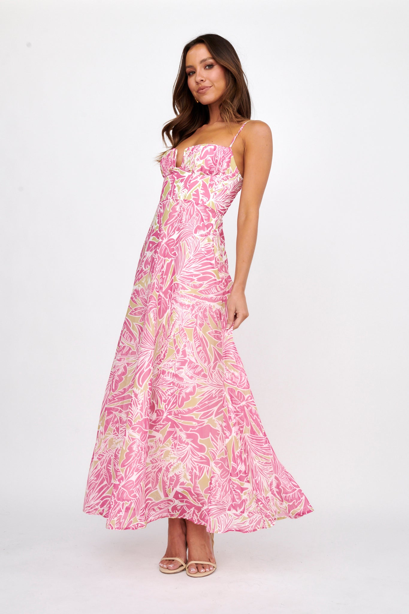 Kindred Love Gathered Bust Maxi Dress Pink by Selfie Leslie Australia