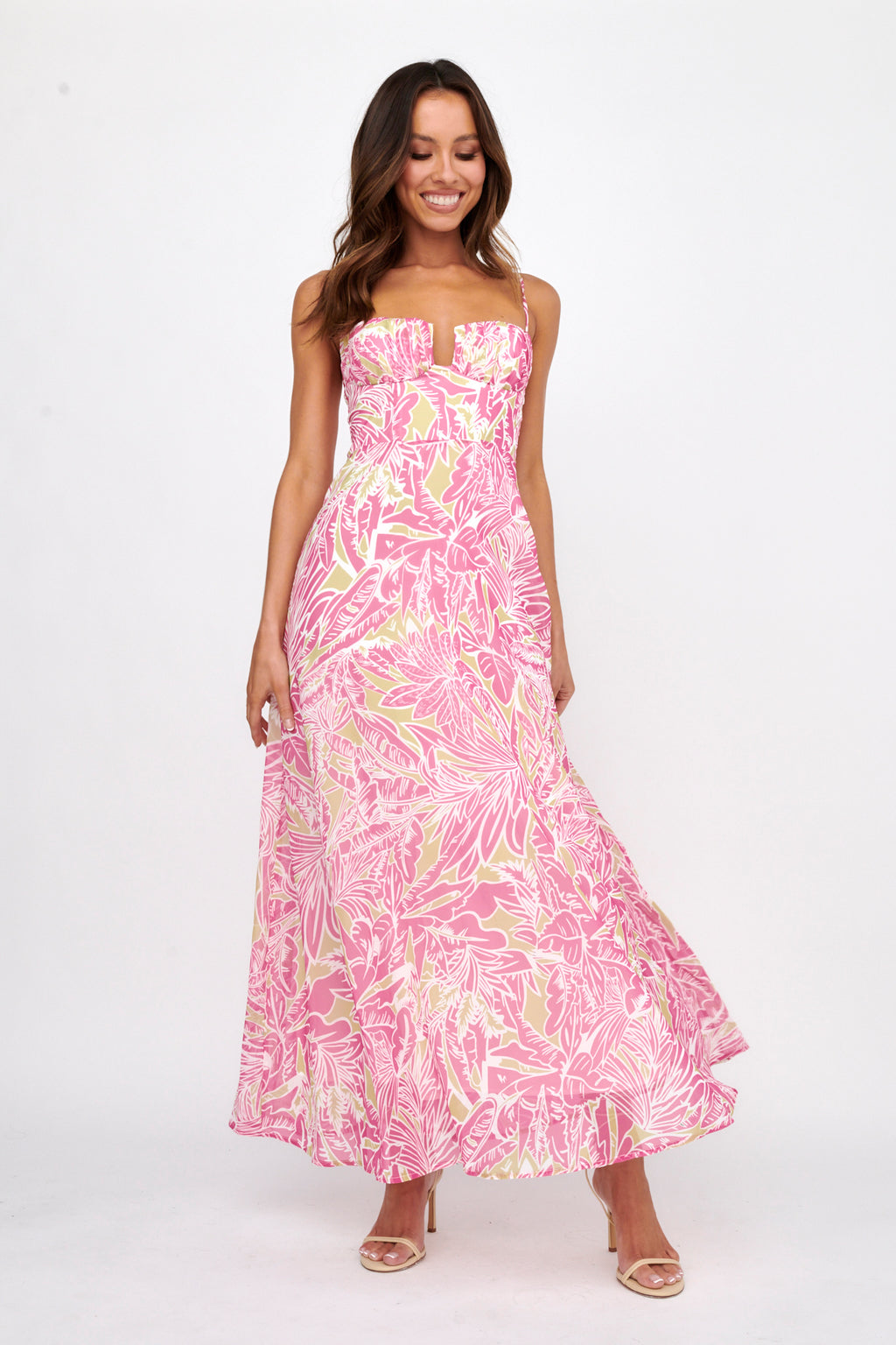 Kindred Love Gathered Bust Maxi Dress Pink by Selfie Leslie Australia