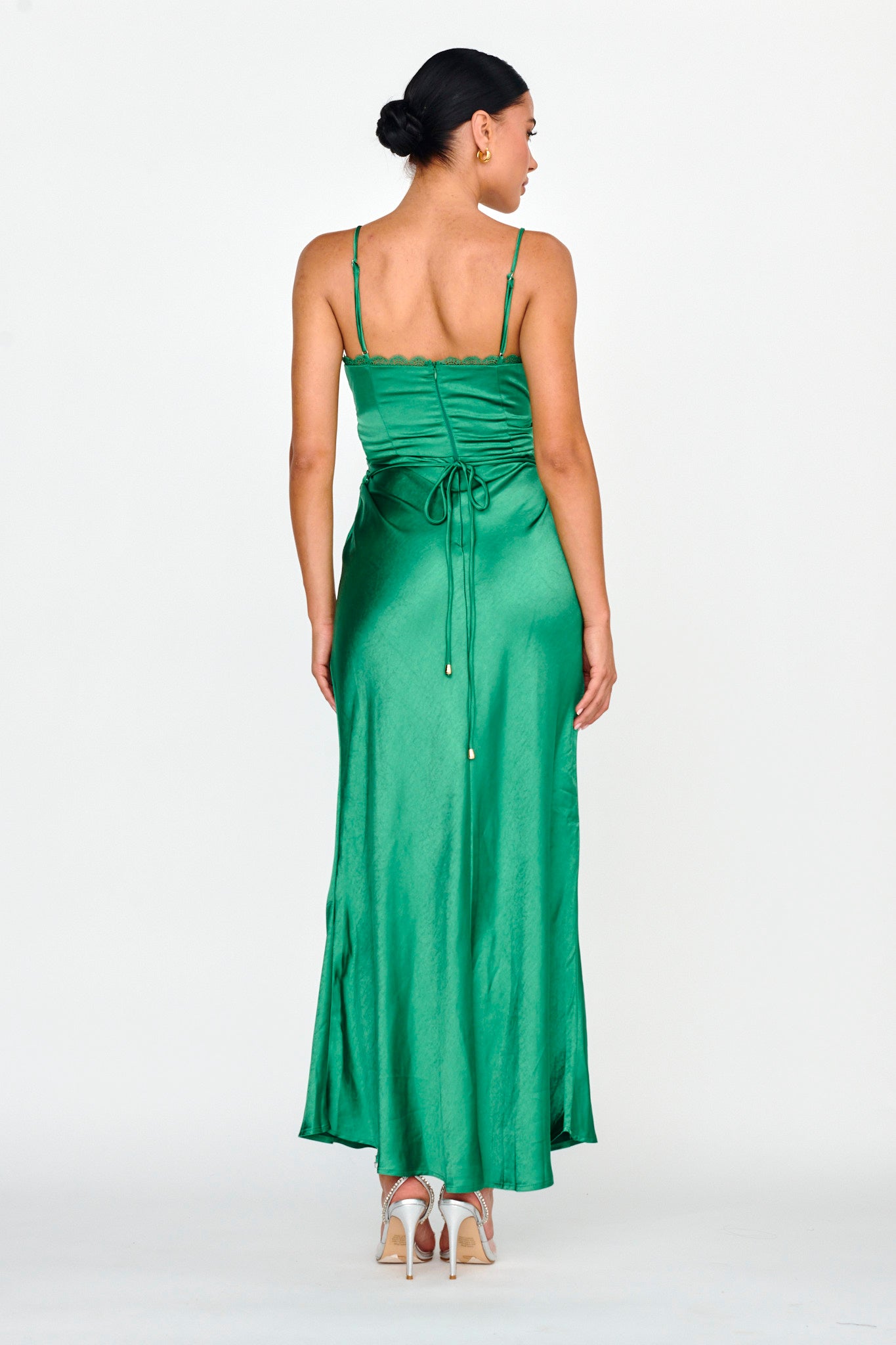 Silver Lining String Tie Waist Dress Forest Green by Selfie Leslie Australia
