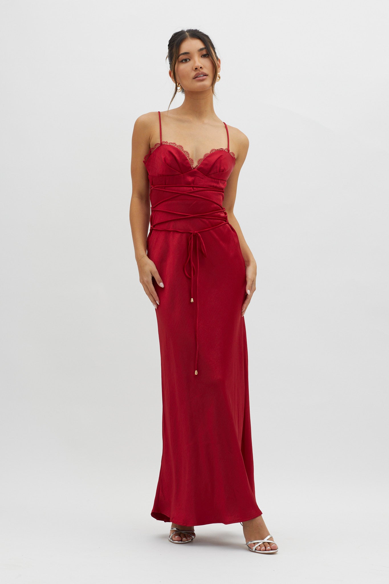 Shop the Silver Lining String Tie Waist Dress Red