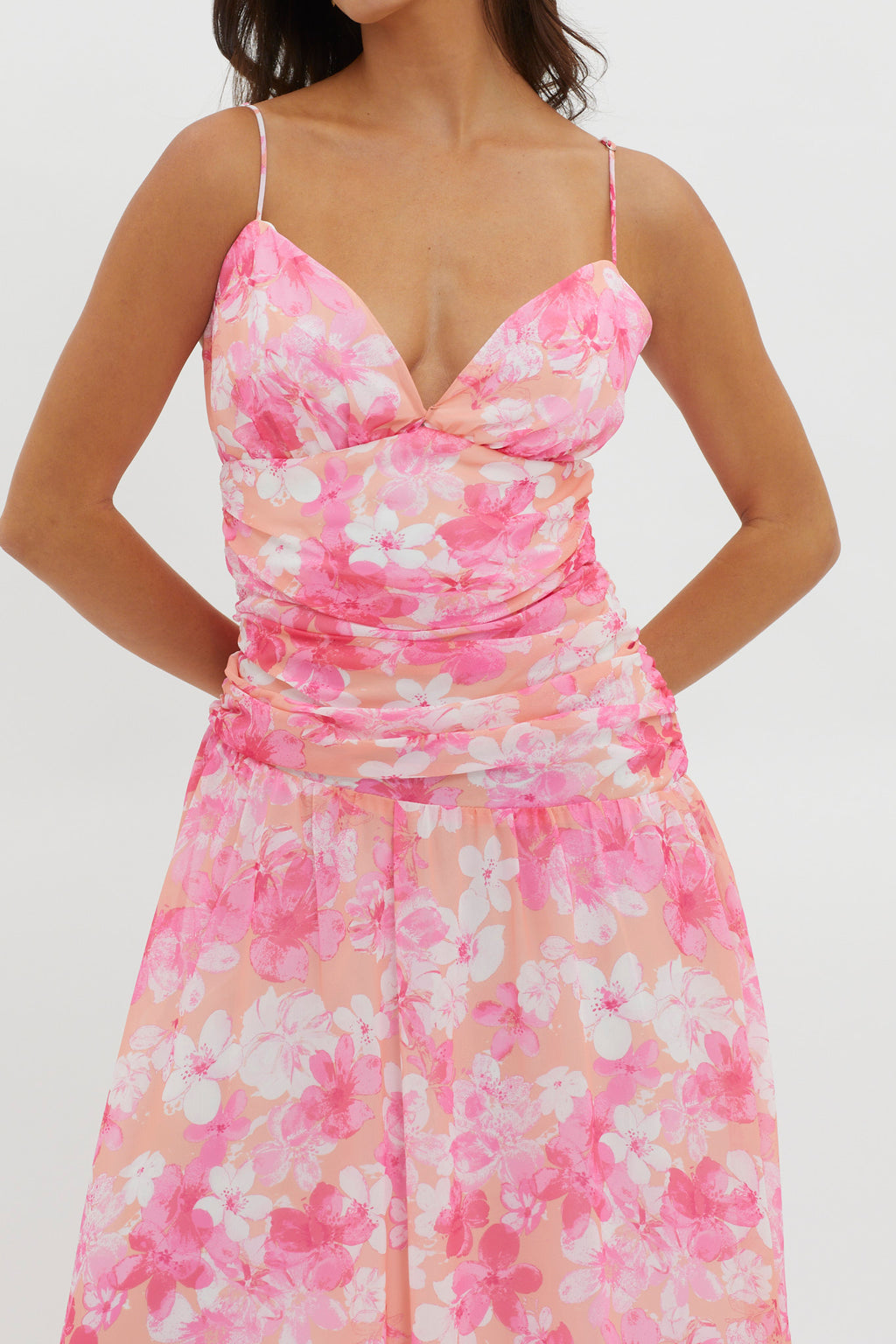 So Blessed Ruched Waist Maxi Dress Pink by Selfie Leslie Australia