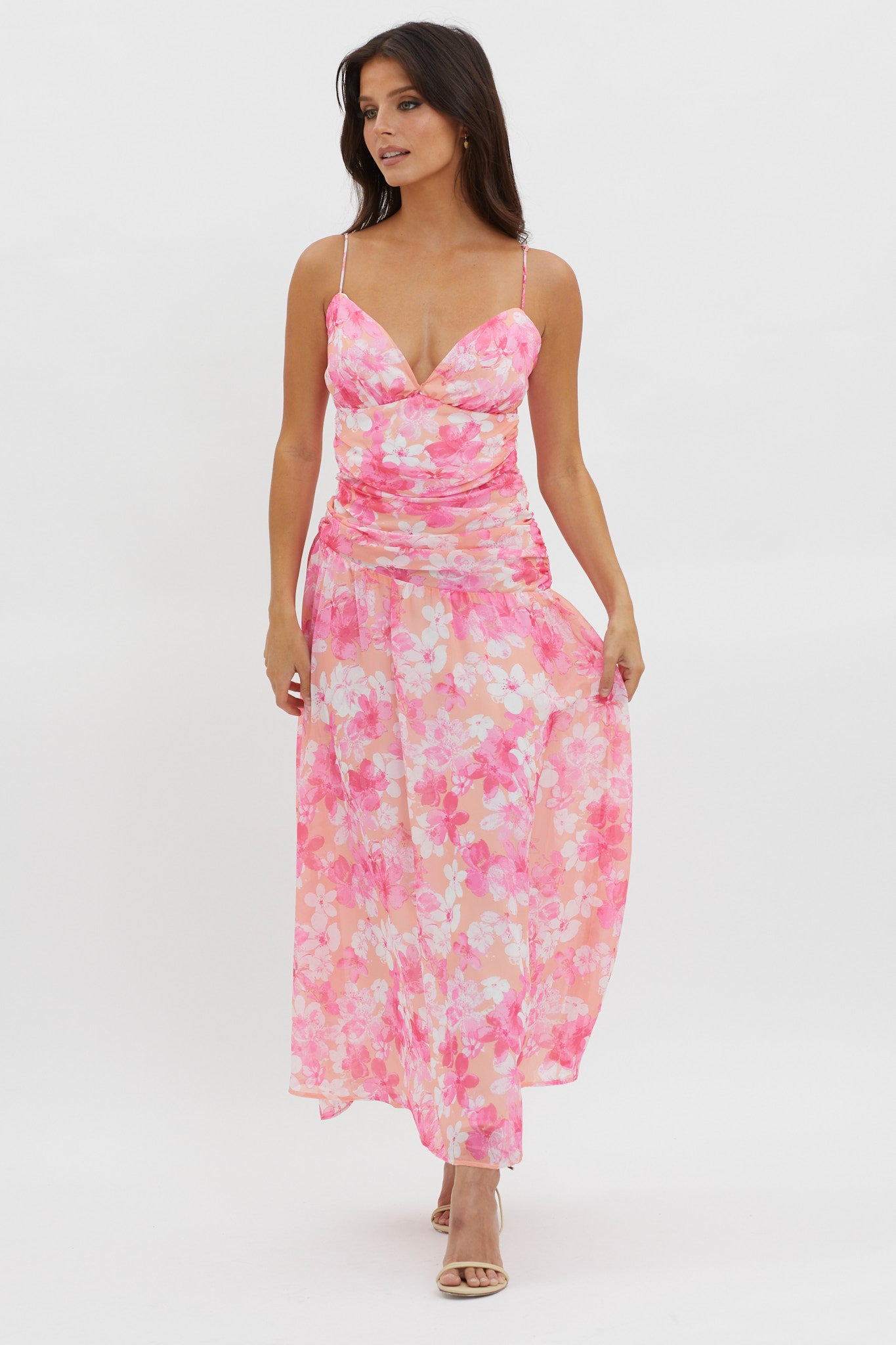 So Blessed Ruched Waist Maxi Dress Pink by Selfie Leslie Australia