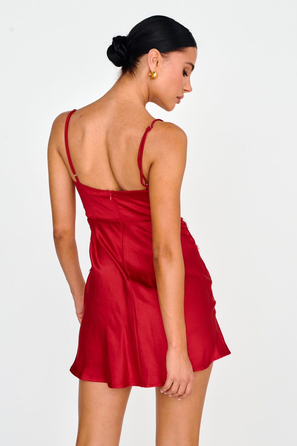 Theriz Lace Trim Cami Mini Dress Red by Selfie Leslie Australia