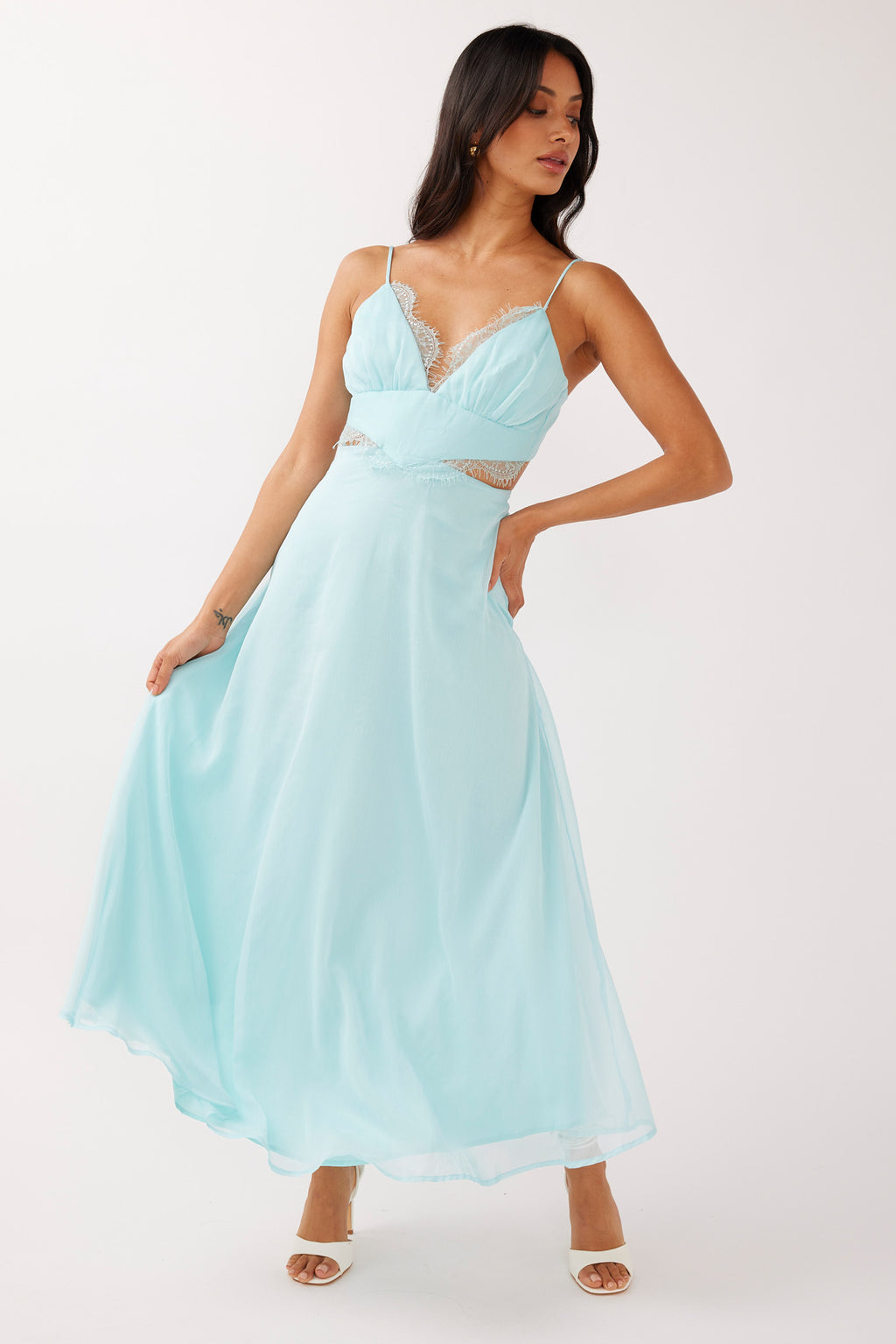 More Love Lace Trim Cut-Out Midi Dress Mint by Selfie Leslie Australia