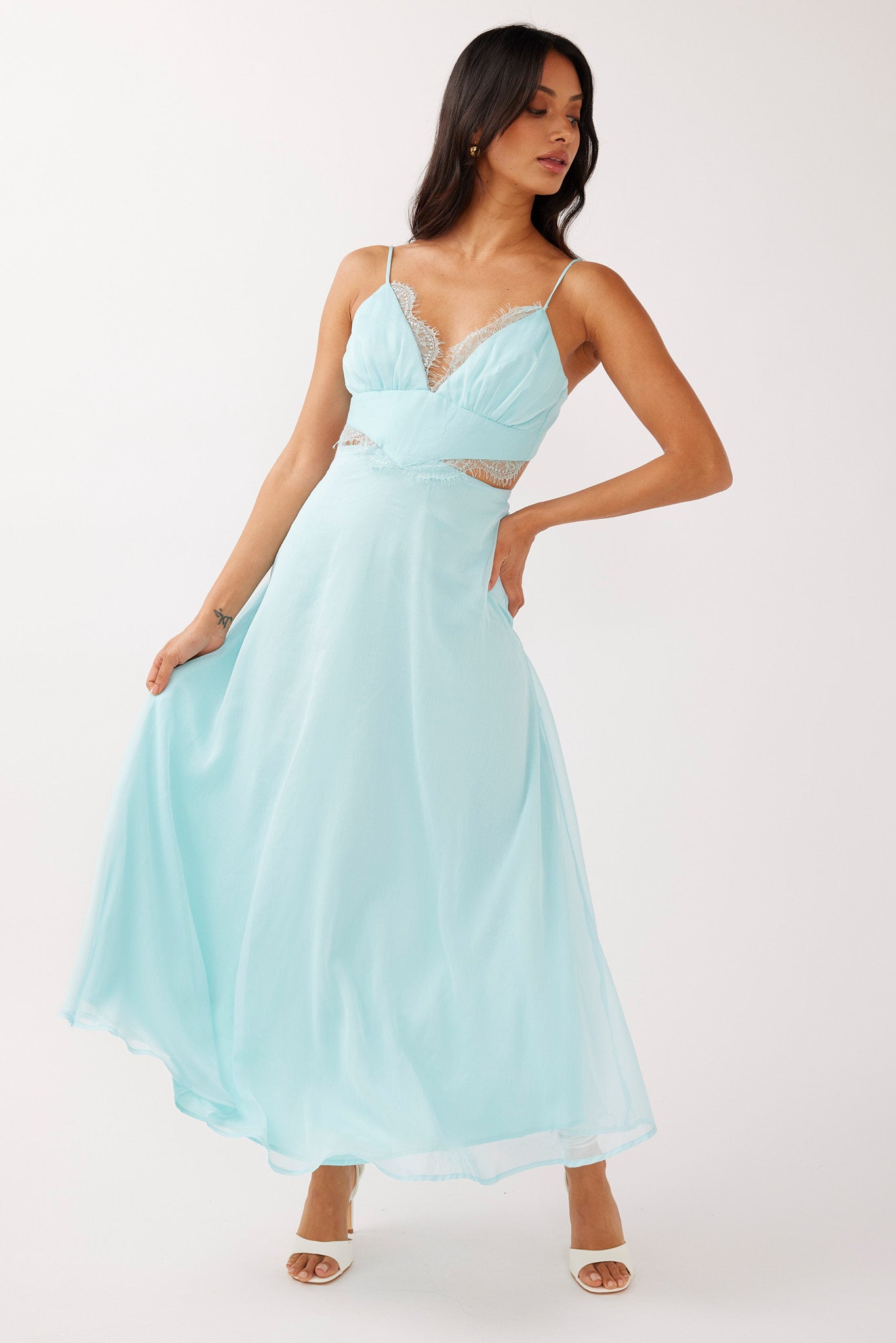 More Love Lace Trim Cut-Out Midi Dress Mint by Selfie Leslie Australia