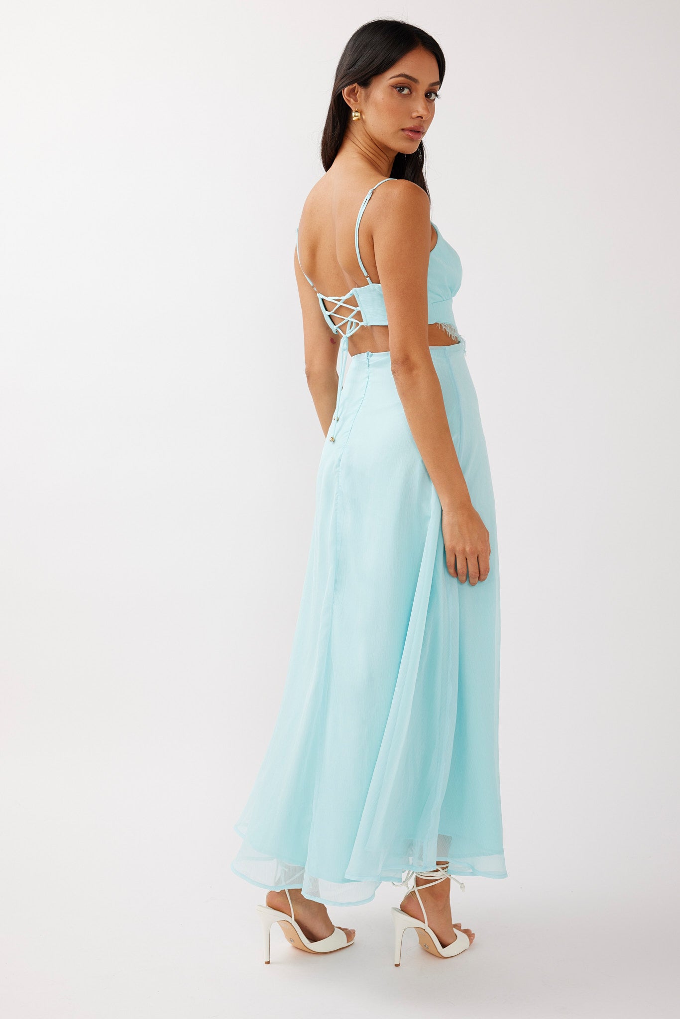 More Love Lace Trim Cut-Out Midi Dress Mint by Selfie Leslie Australia