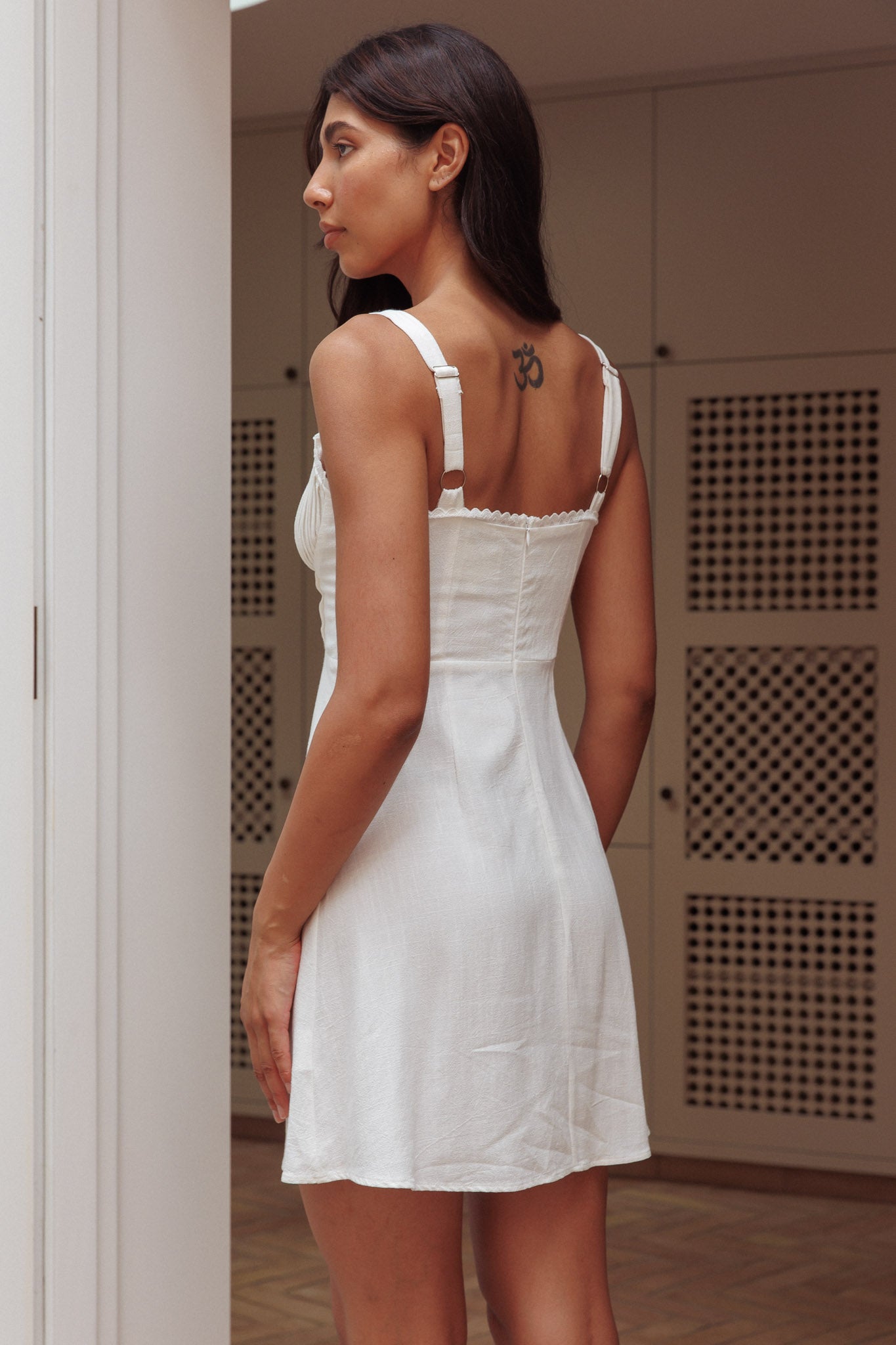 Day Dreamer Pintuck Pleat Mini Dress White by Selfie Leslie Australia