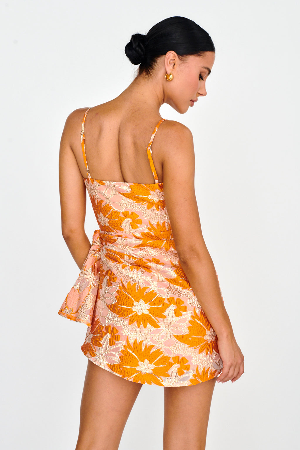 Sterling Gathered Waist Embroidery Mini Dress Orange by Selfie Leslie Australia