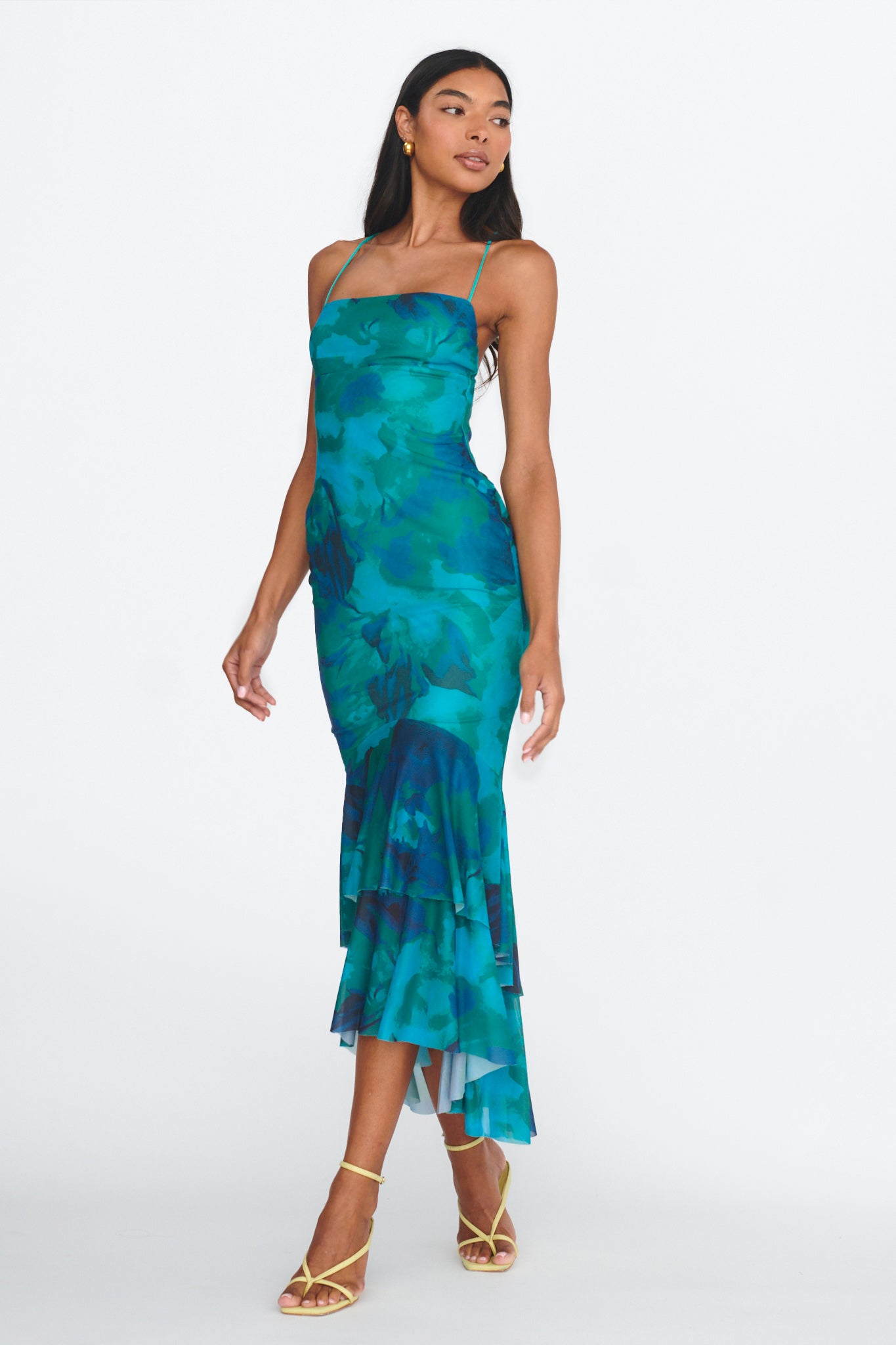 Avalee Layered Hem Mesh Dress Green by Selfie Leslie Australia