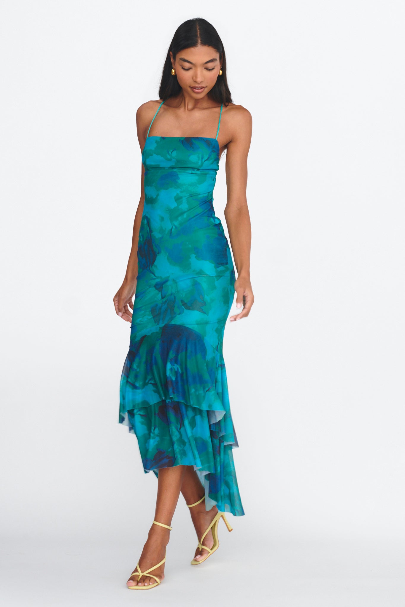 Avalee Layered Hem Mesh Dress Green by Selfie Leslie Australia