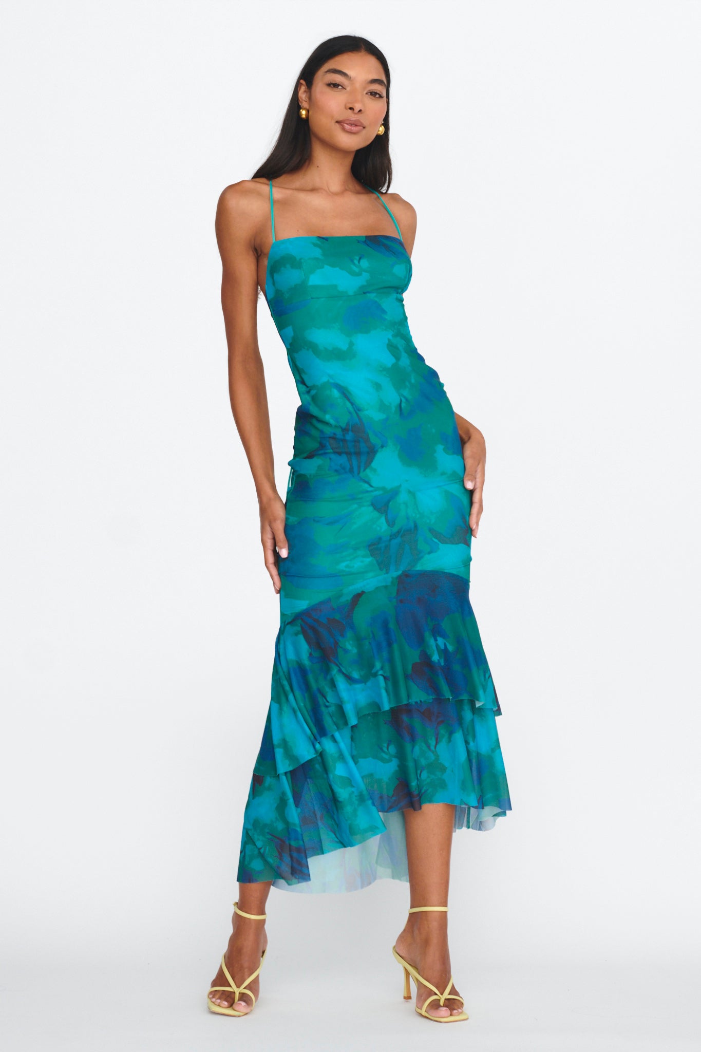 Avalee Layered Hem Mesh Dress Green by Selfie Leslie Australia