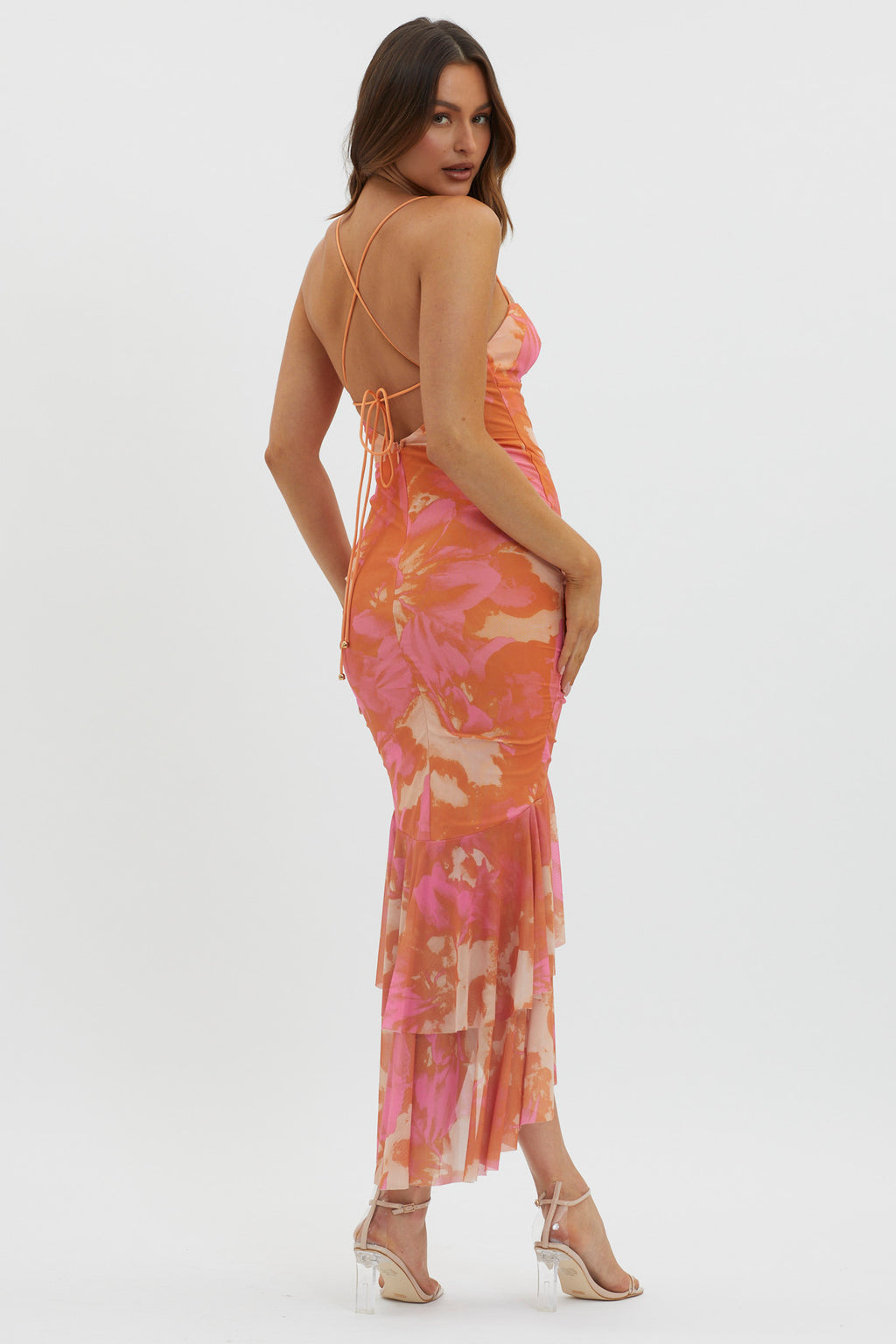 Avalee Layered Hem Mesh Dress Pink by Selfie Leslie Australia