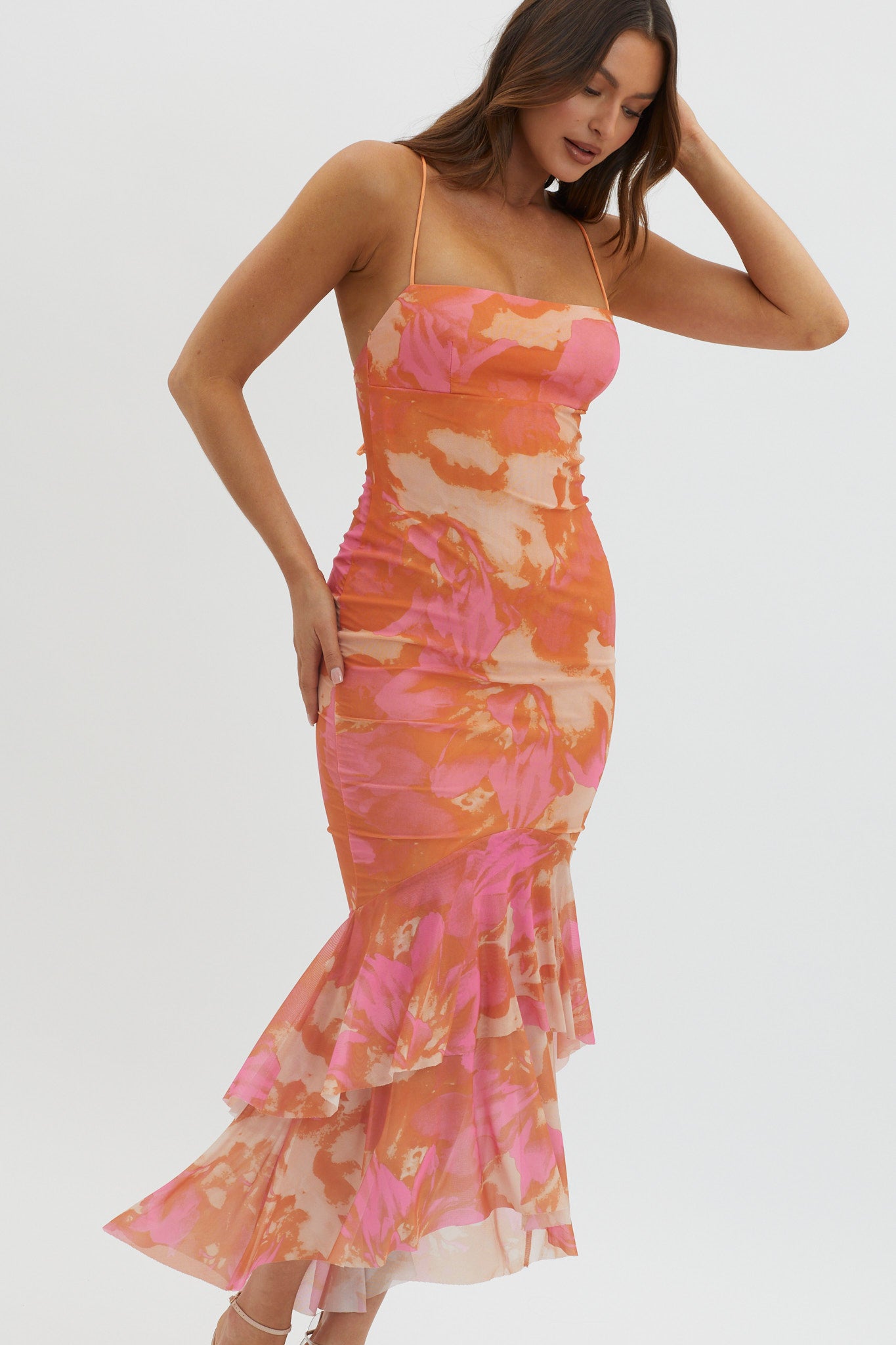 Avalee Layered Hem Mesh Dress Pink by Selfie Leslie Australia