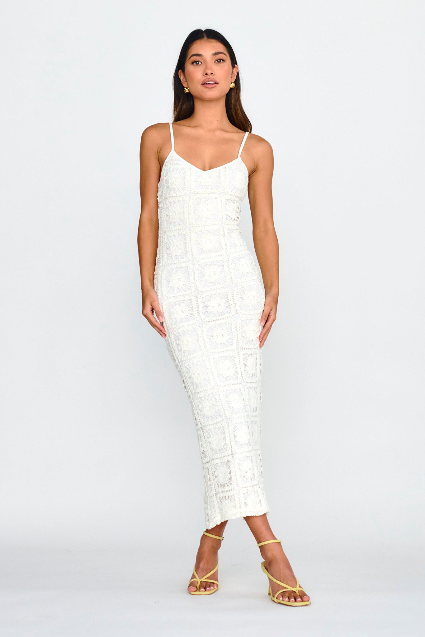 Cayman Sunset Crochet Midi Dress White by Selfie Leslie Australia