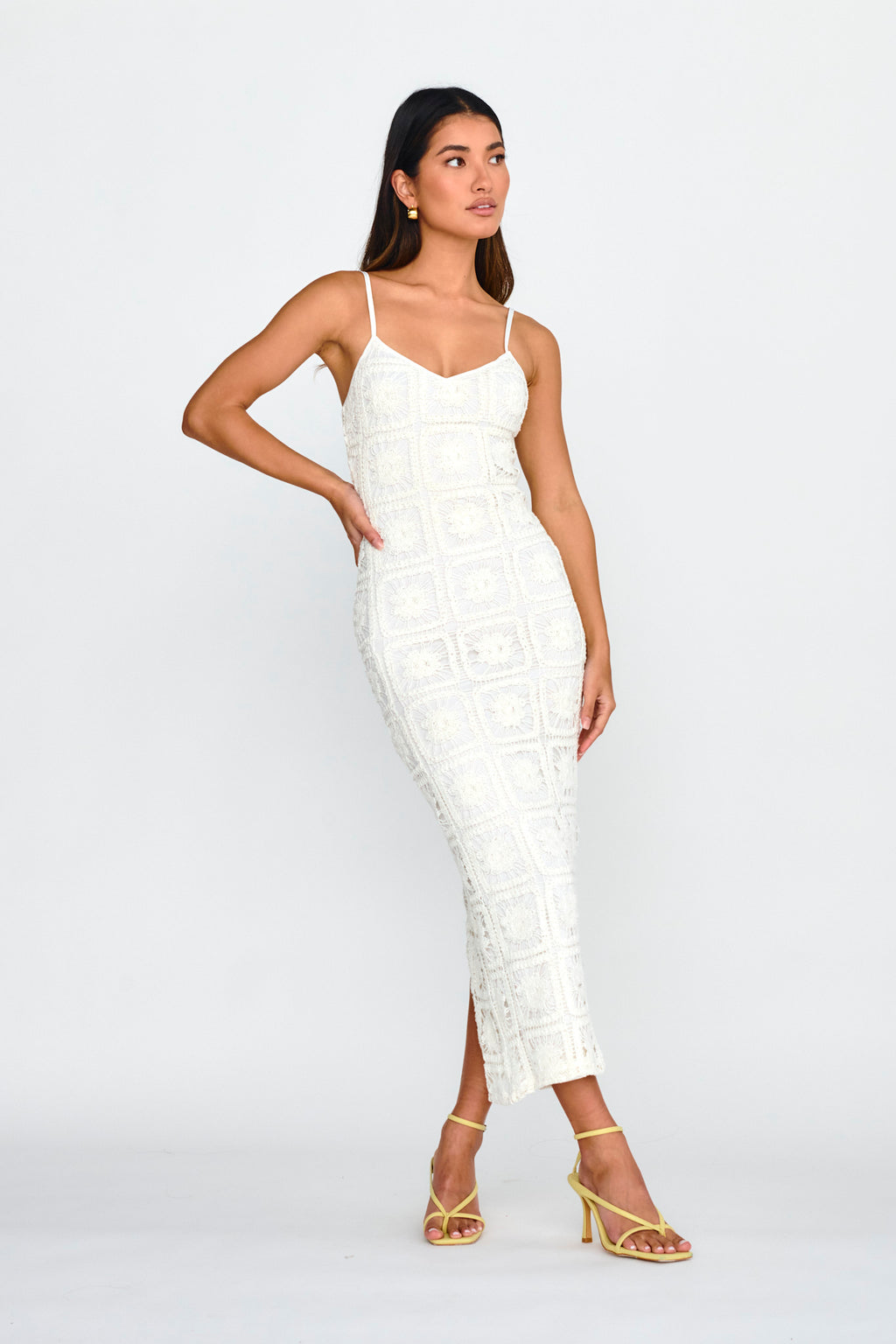 Cayman Sunset Crochet Midi Dress White by Selfie Leslie Australia