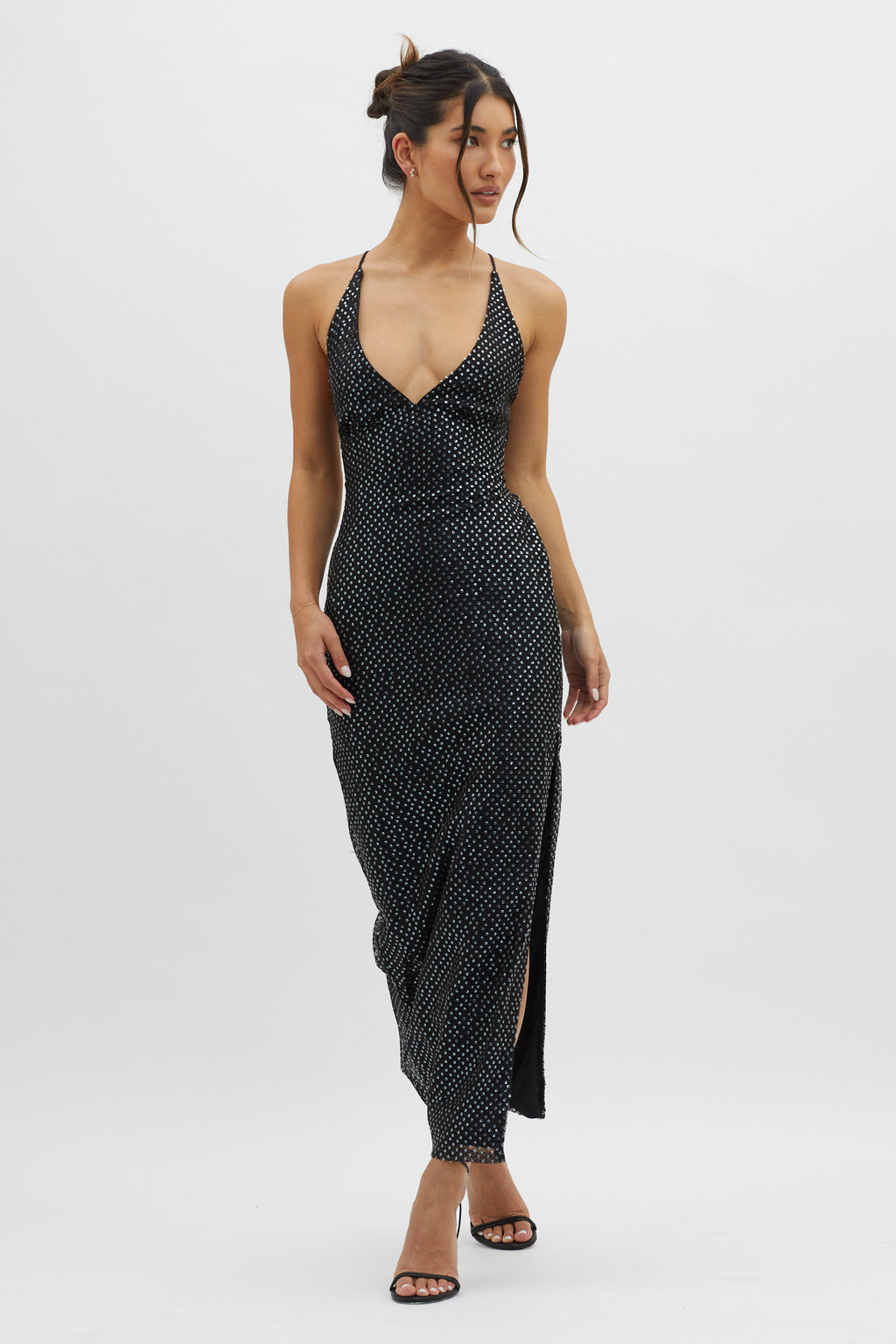 Alysia Plunging Halterneck Maxi Dress Black by Selfie Leslie Australia