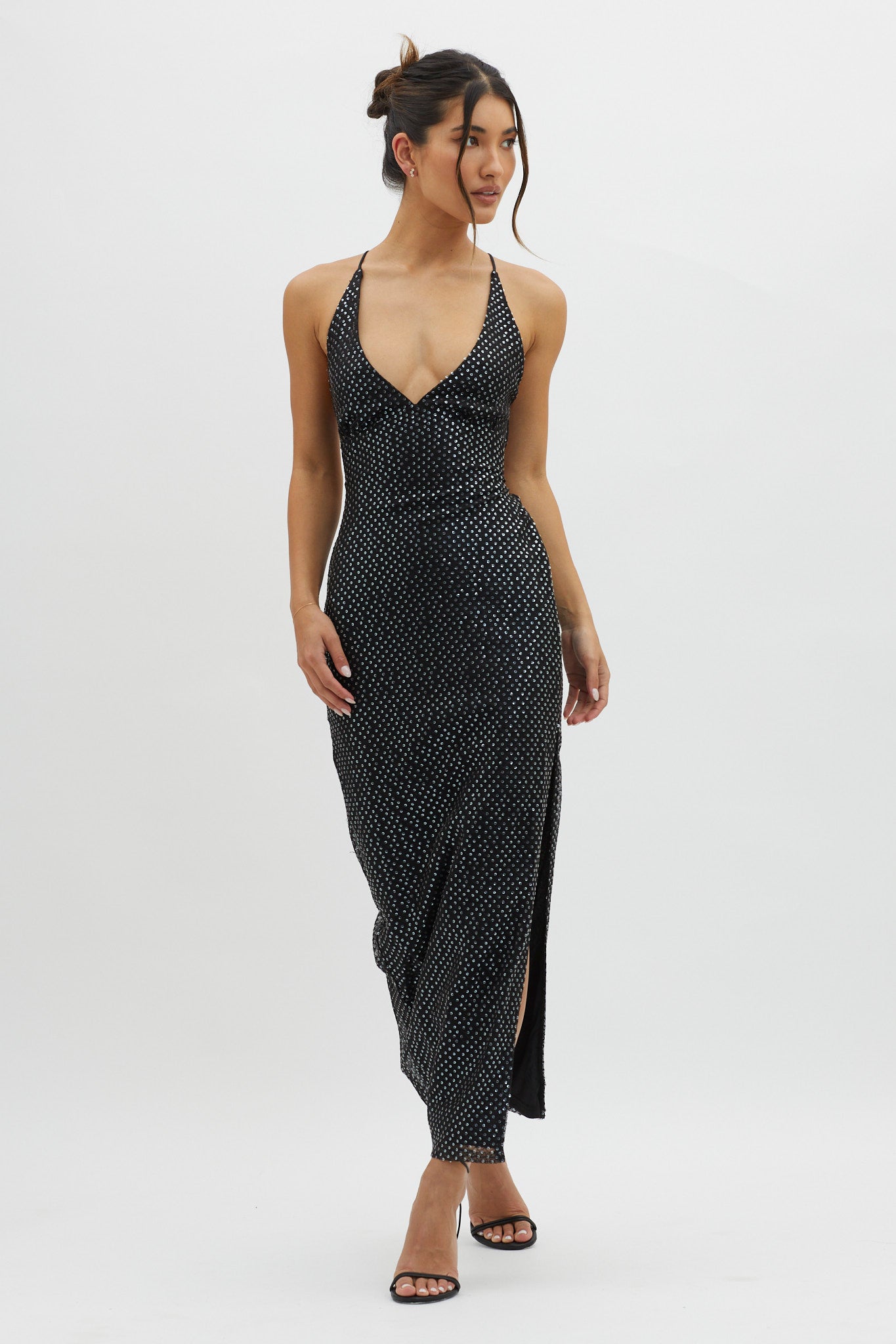 Alysia Plunging Halterneck Maxi Dress Black by Selfie Leslie Australia