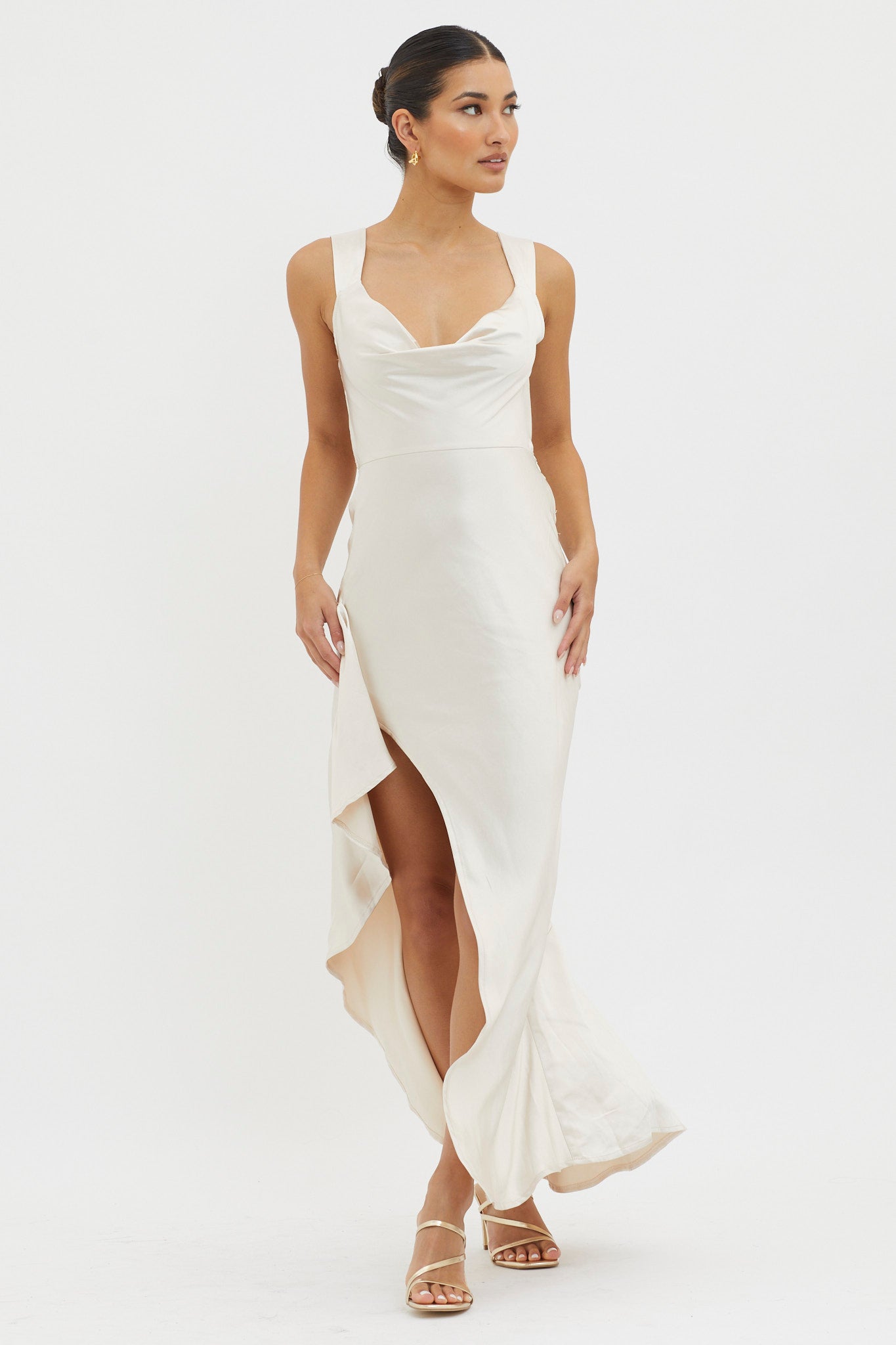 Ellianna Lace-Up Back Maxi Dress Champagne by Selfie Leslie Australia