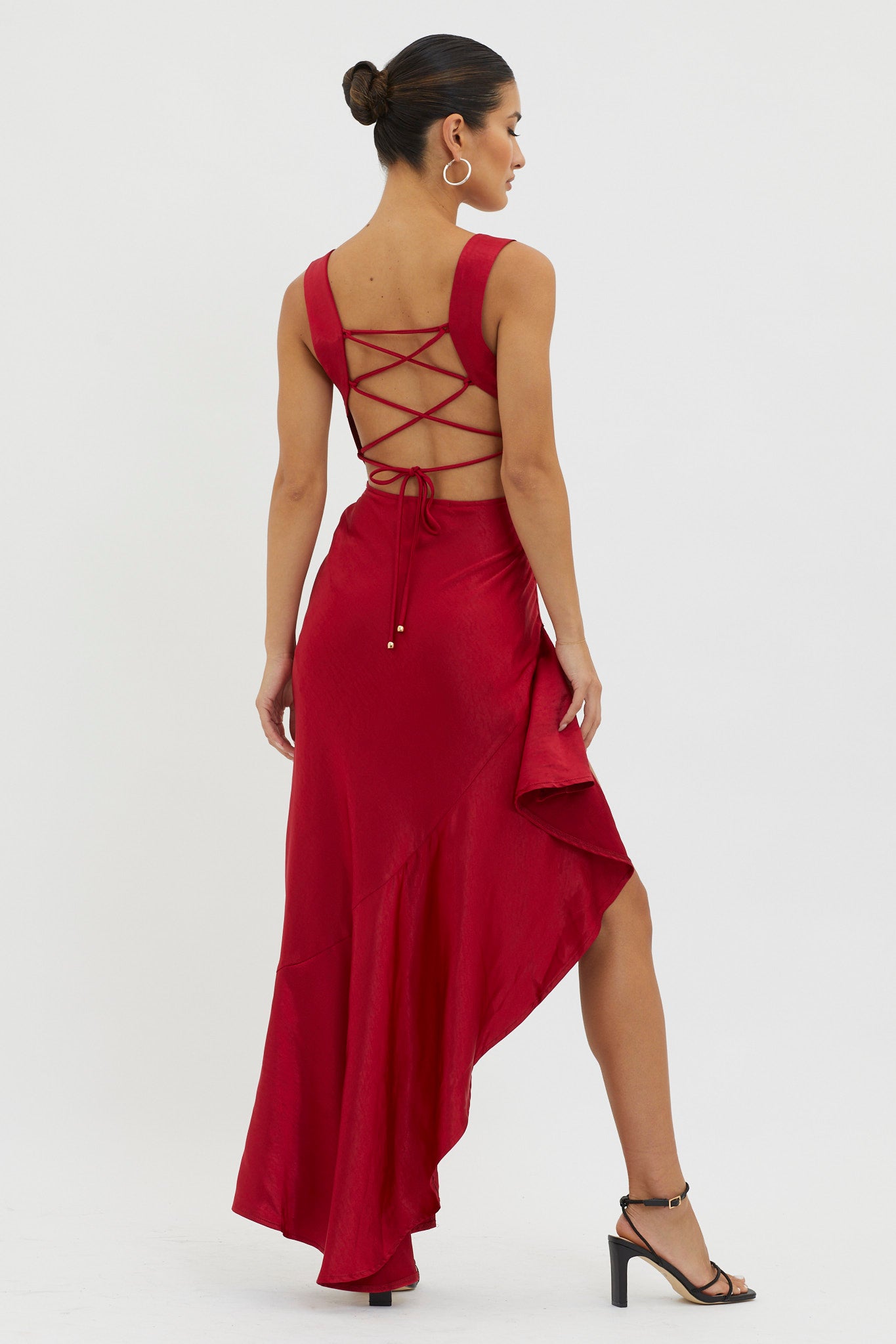 Ellianna Lace-Up Back Maxi Dress Red by Selfie Leslie Australia