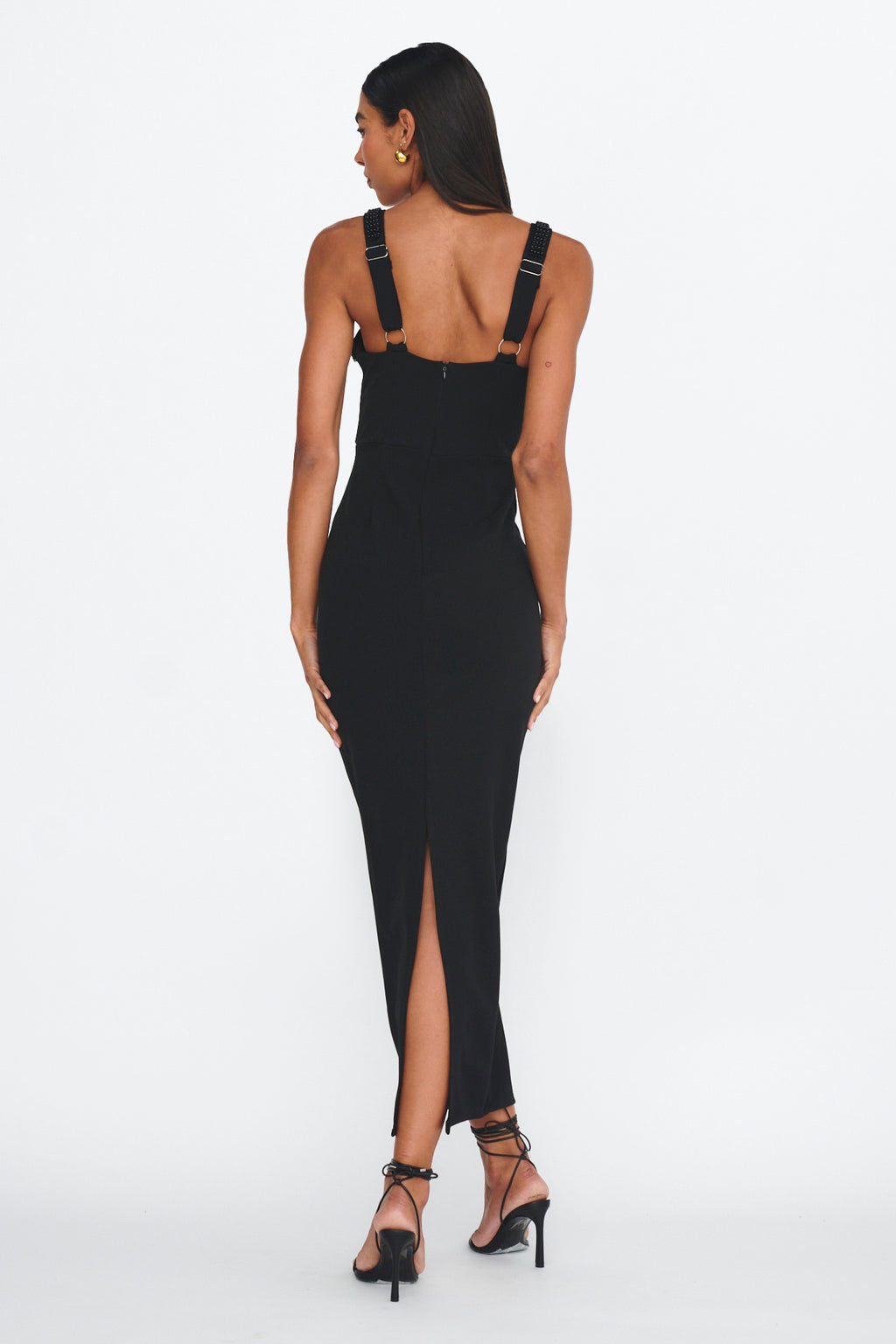 Emina Bead Trim Maxi Dress Black by Selfie Leslie Australia