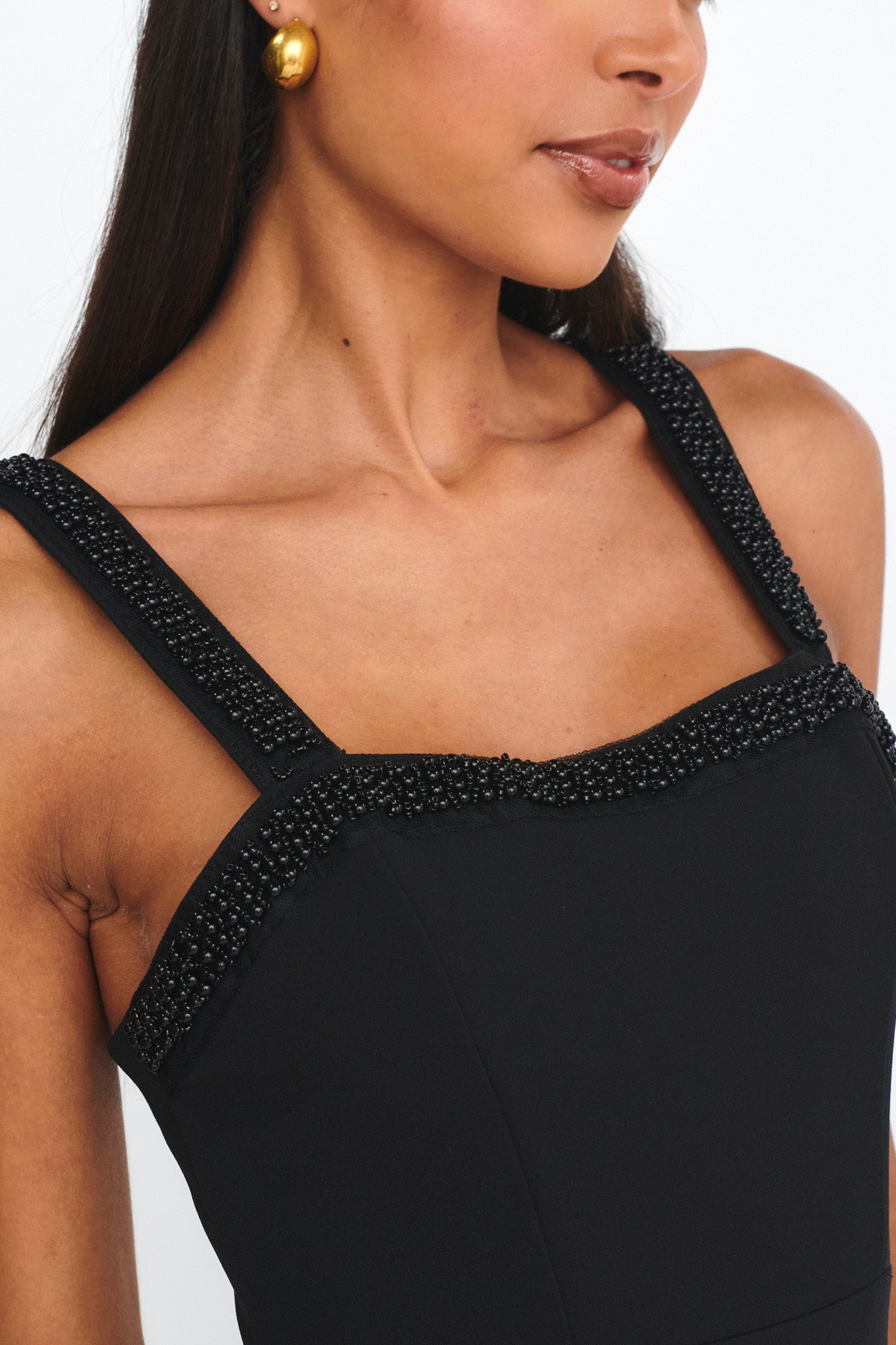 Emina Bead Trim Maxi Dress Black by Selfie Leslie Australia