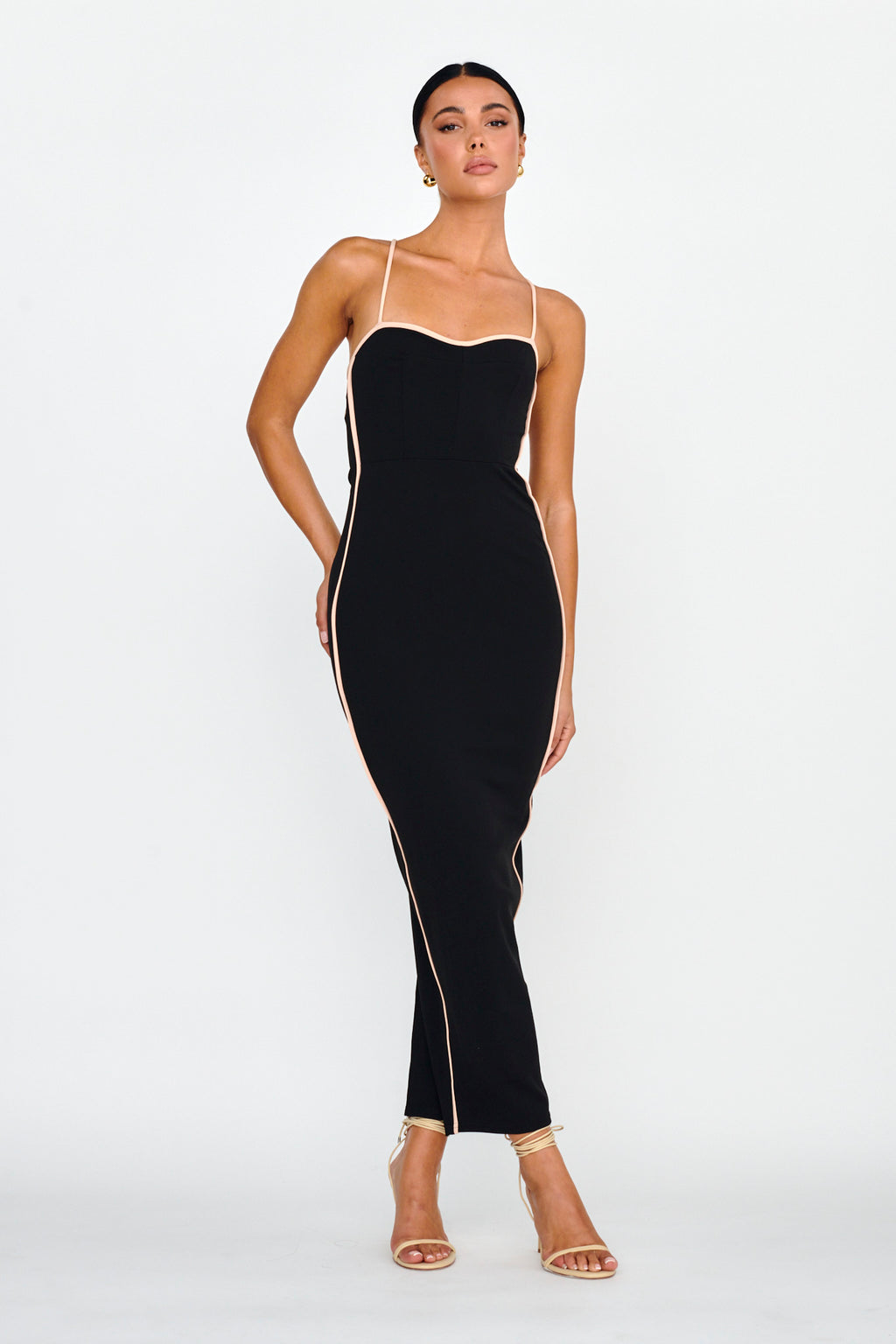 Future Awaits Lace-Up Back Maxi Dress Black by Selfie Leslie Australia