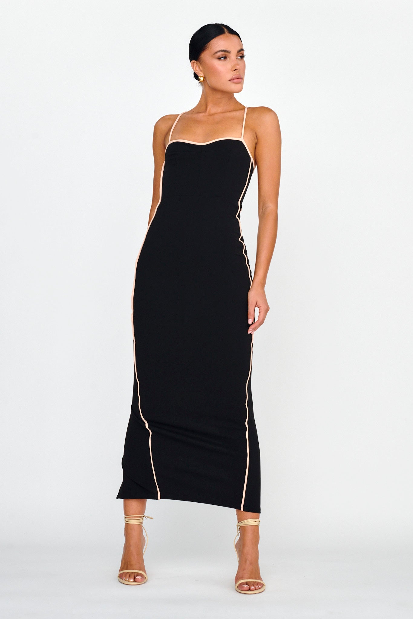Future Awaits Lace-Up Back Maxi Dress Black by Selfie Leslie Australia