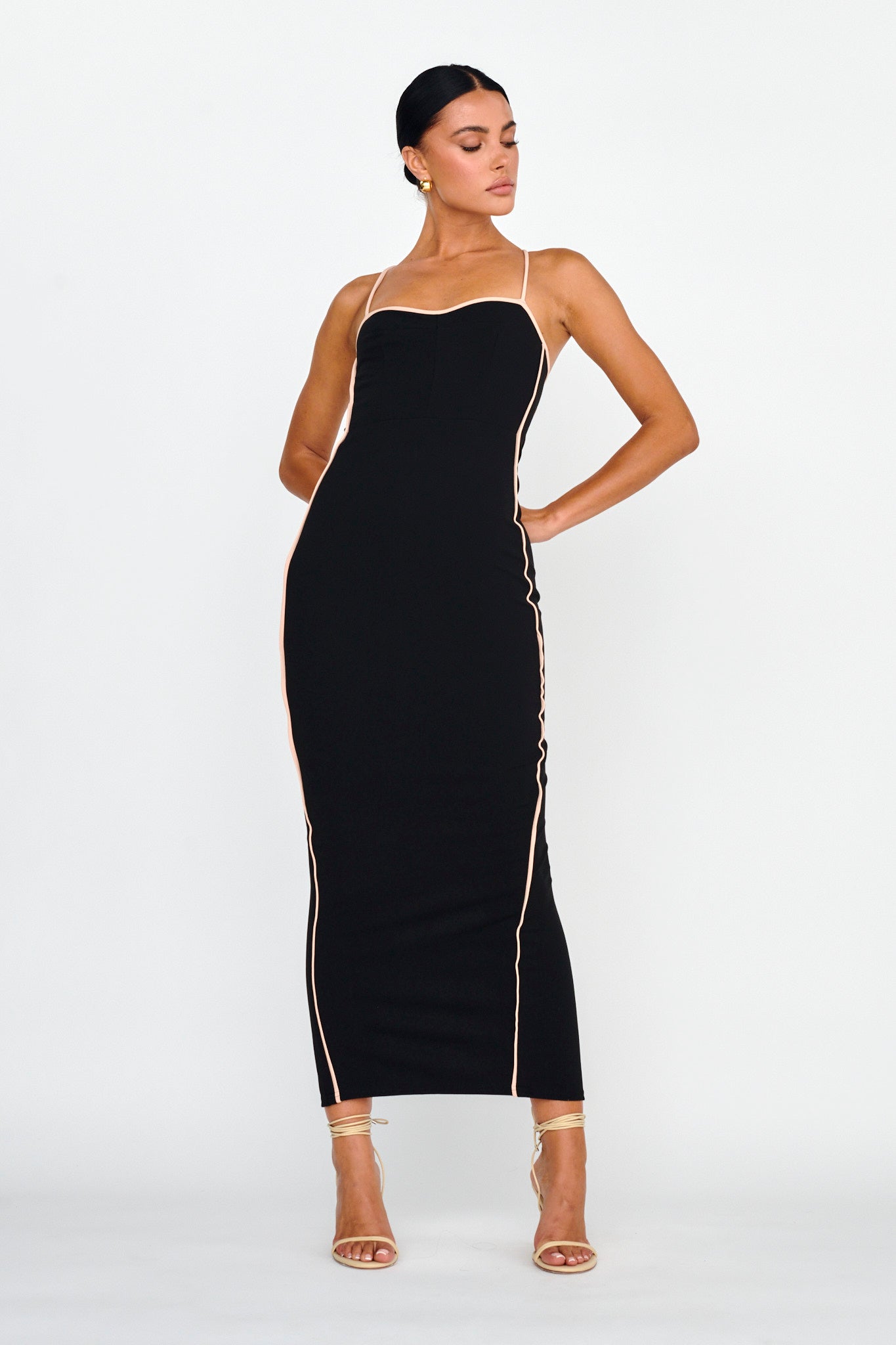 Future Awaits Lace-Up Back Maxi Dress Black by Selfie Leslie Australia