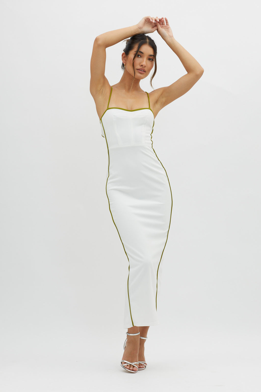 Future Awaits Lace-Up Back Midi Dress White by Selfie Leslie Australia