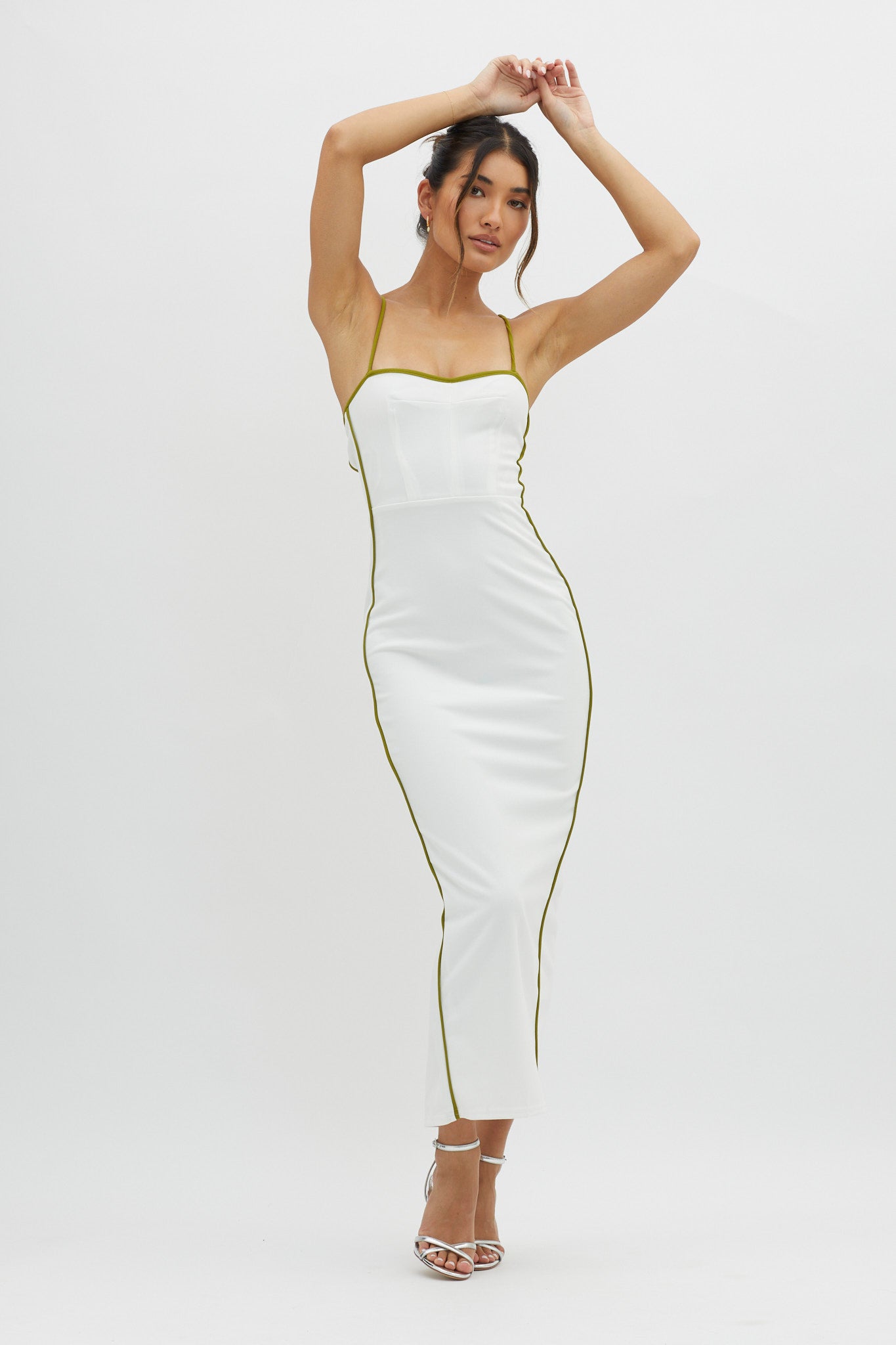 Future Awaits Lace-Up Back Midi Dress White by Selfie Leslie Australia