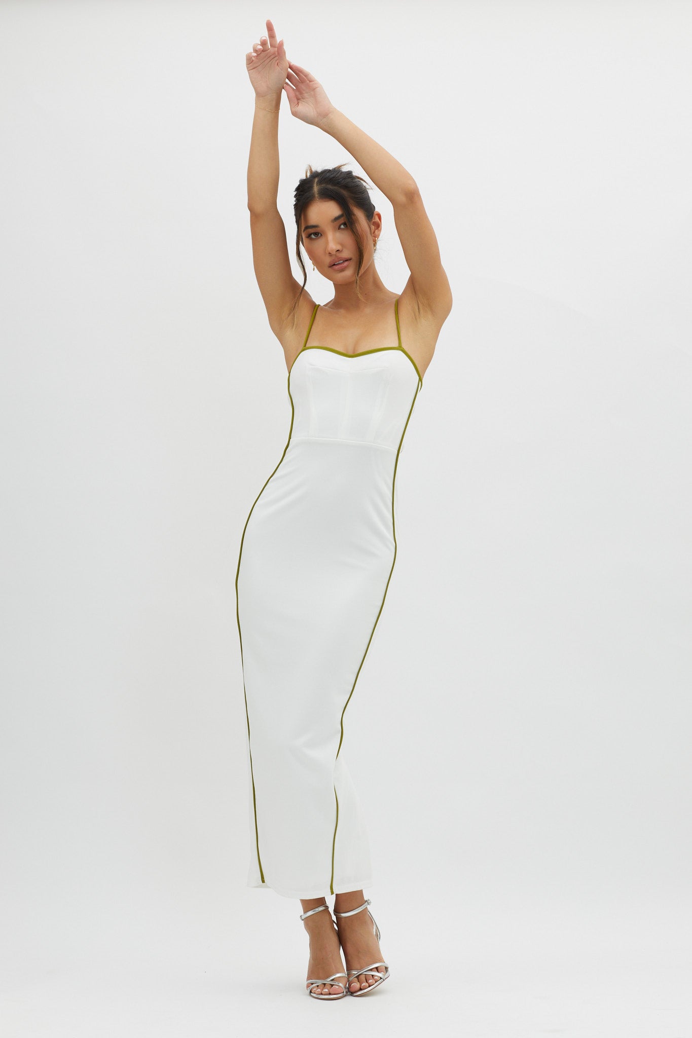 Future Awaits Lace-Up Back Midi Dress White by Selfie Leslie Australia